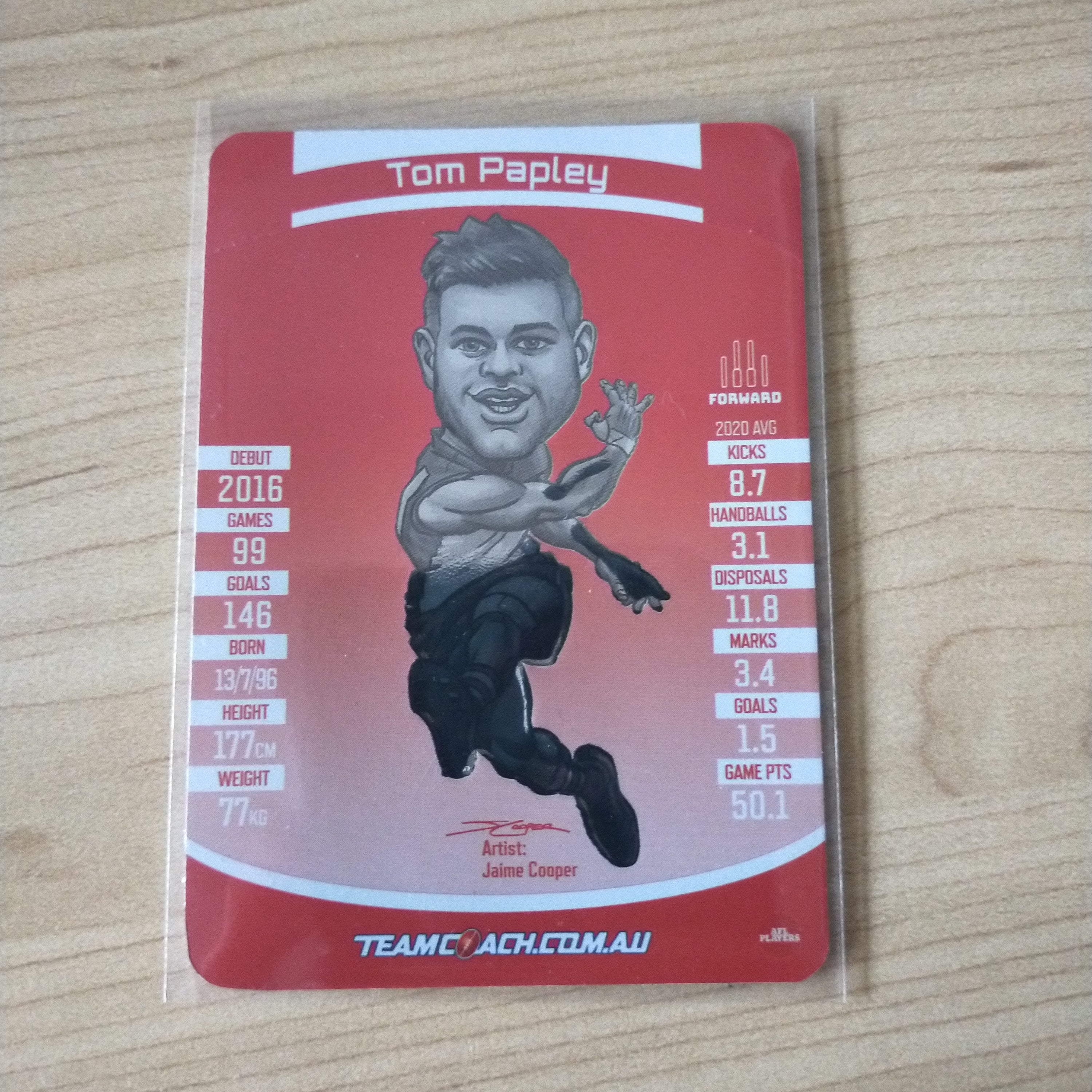 2021 AFL Teamcoach Magic Wildcard Tom Papley Sydney MW-16 - Image 2