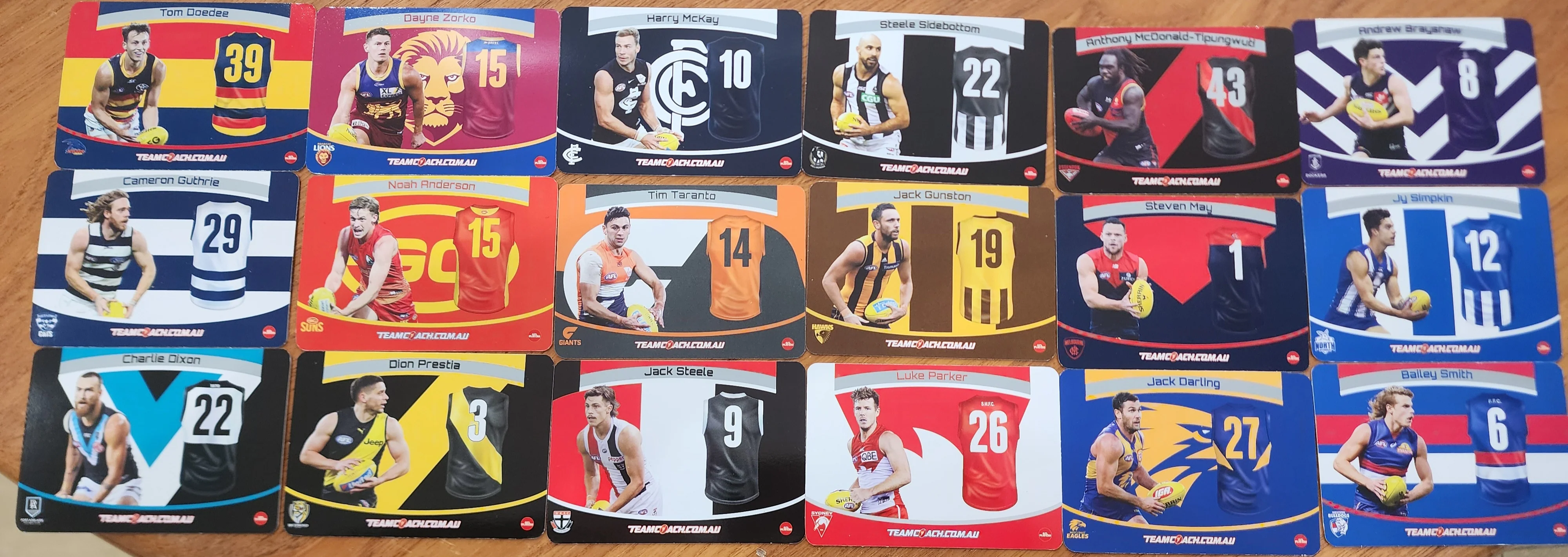 2021 AFL Teamcoach Prize Card Complete Set of 18 cards - Image 2
