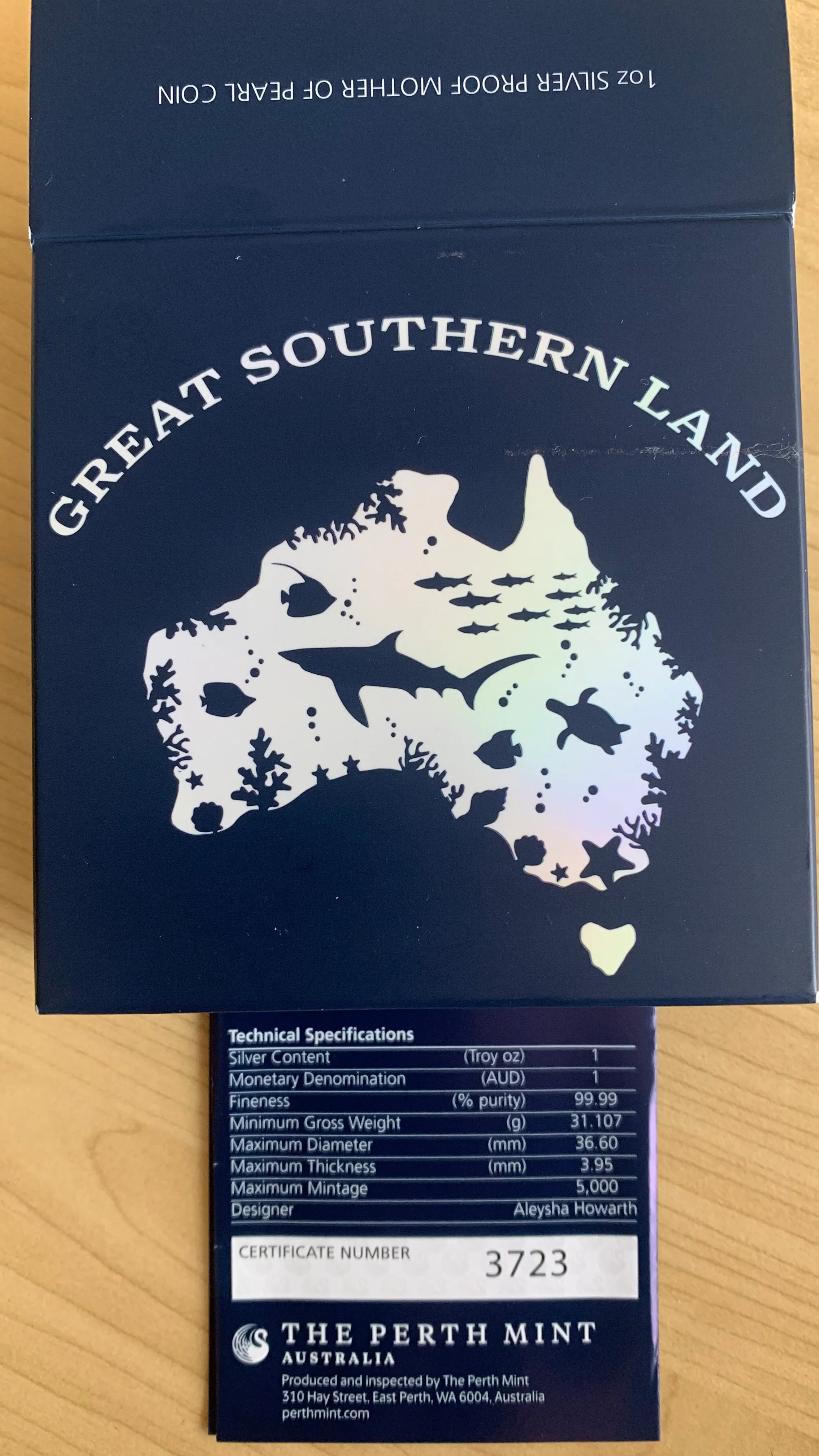 Australia 2021 $1 Great Southern Land Mother of Pearl 1 ounce Silver Coin, Box Cert - Image 3