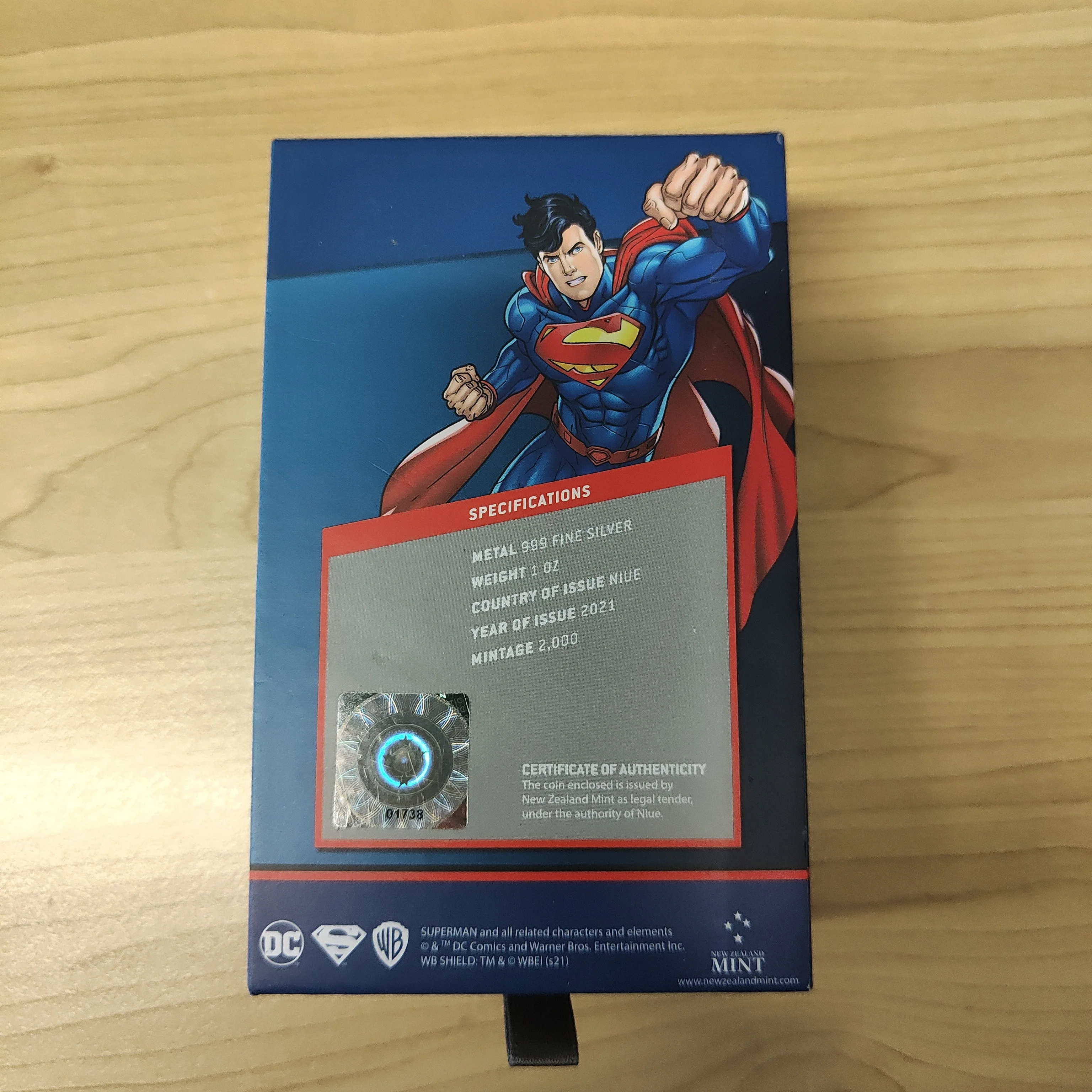 Niue 2021 New Zealand Mint $2 DC Superman Flying 1oz .999 Silver Coin - Image 4