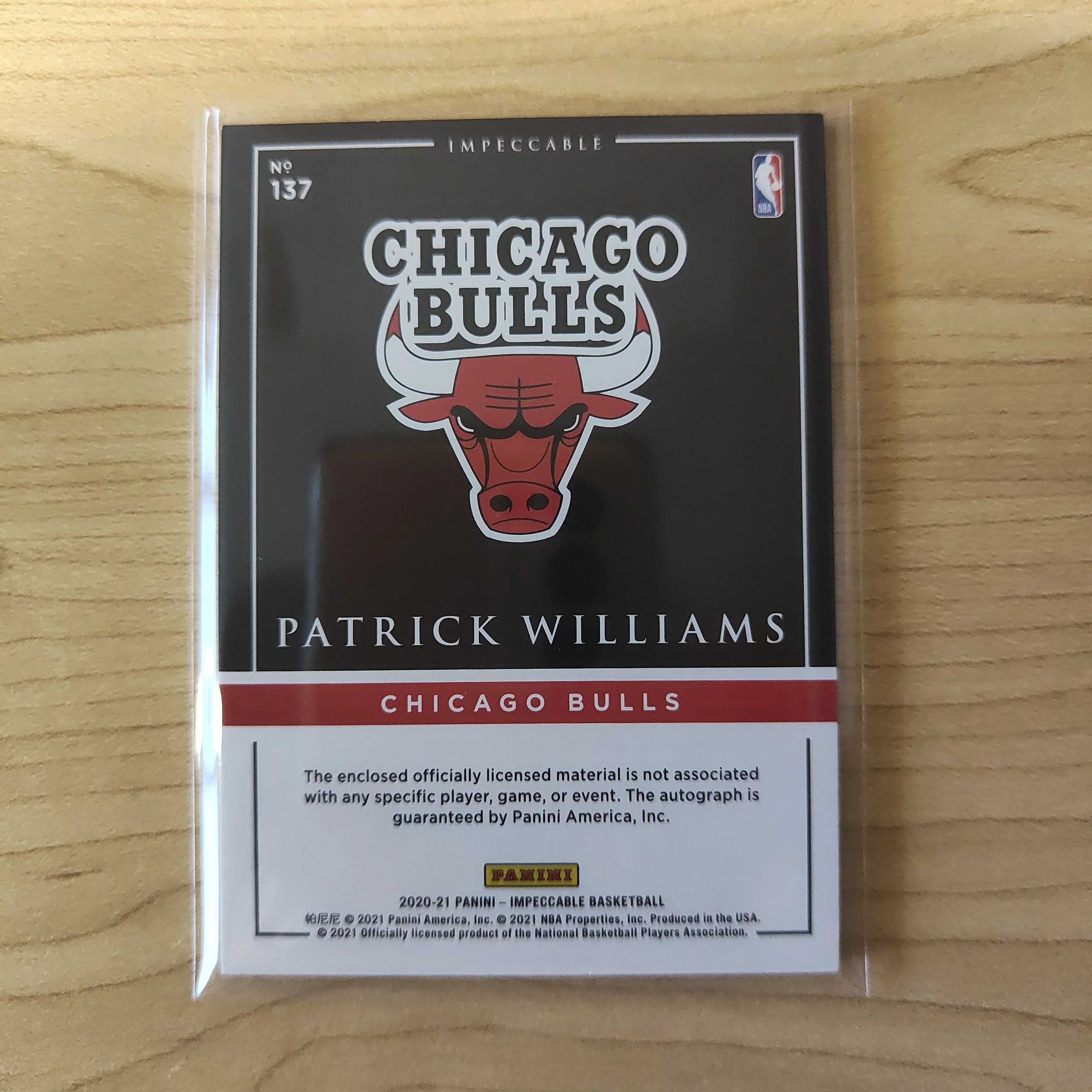 2021 Panini Rookie Elegance Patrick Williams NBA Signature Patch Card No.38/88 - Image 2