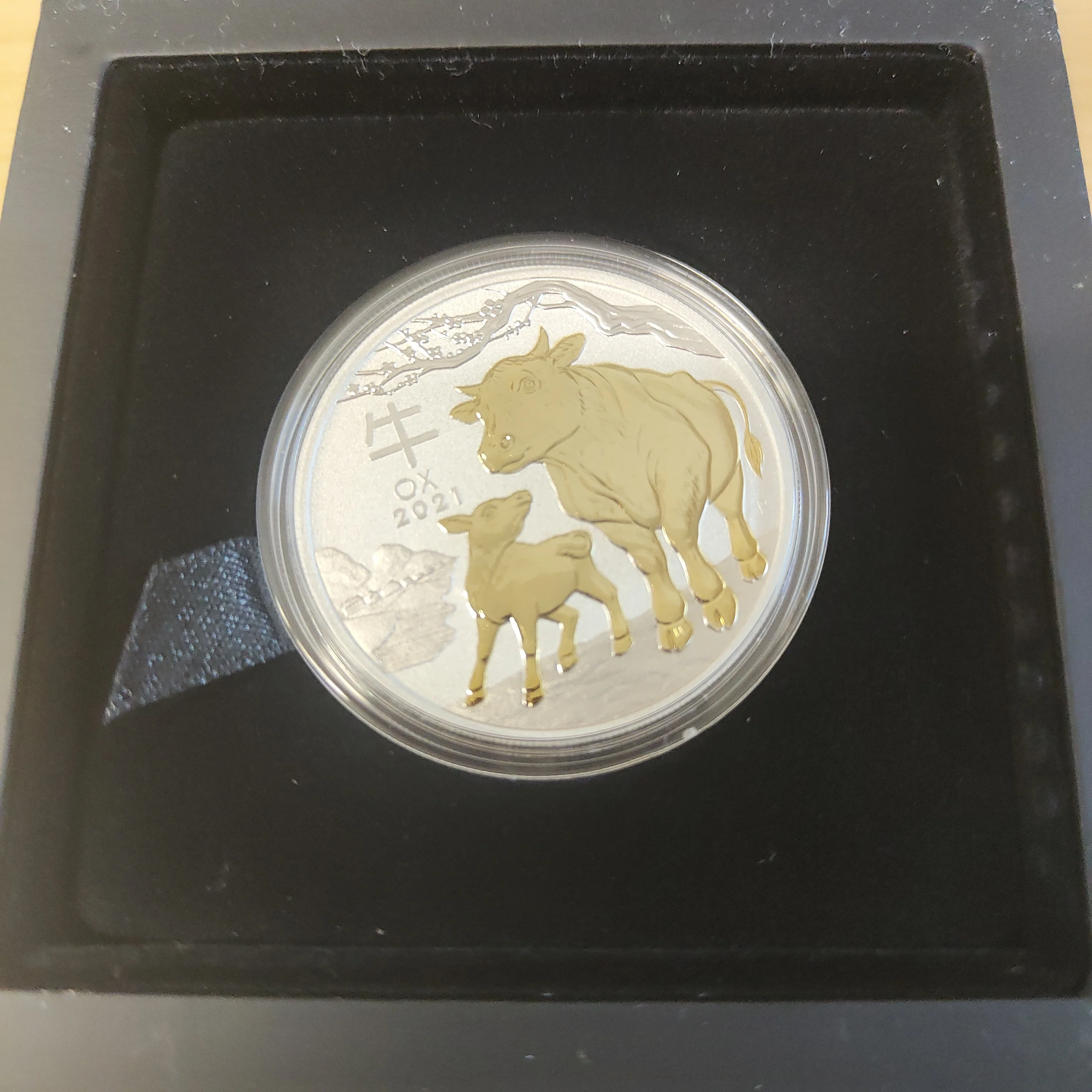 2021 Perth Mint Australian Lunar Series III Year of the Ox $1 1oz Silver Gilded Coin - Image 2
