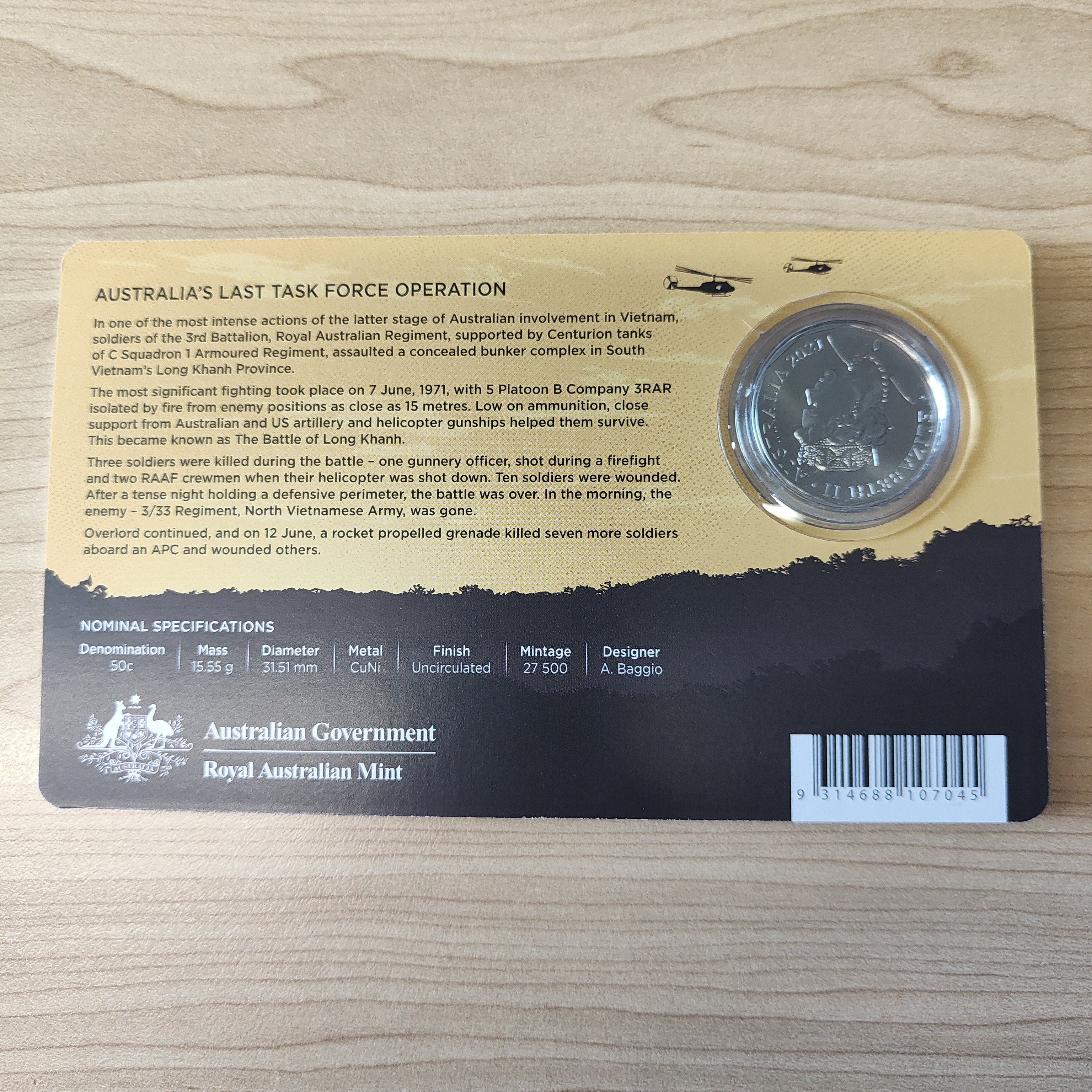 2021 RAM 50th Anniversary Of Operation Overlord Battle of Long Khanh 50c Carded Uncirculated Coin - Image 2