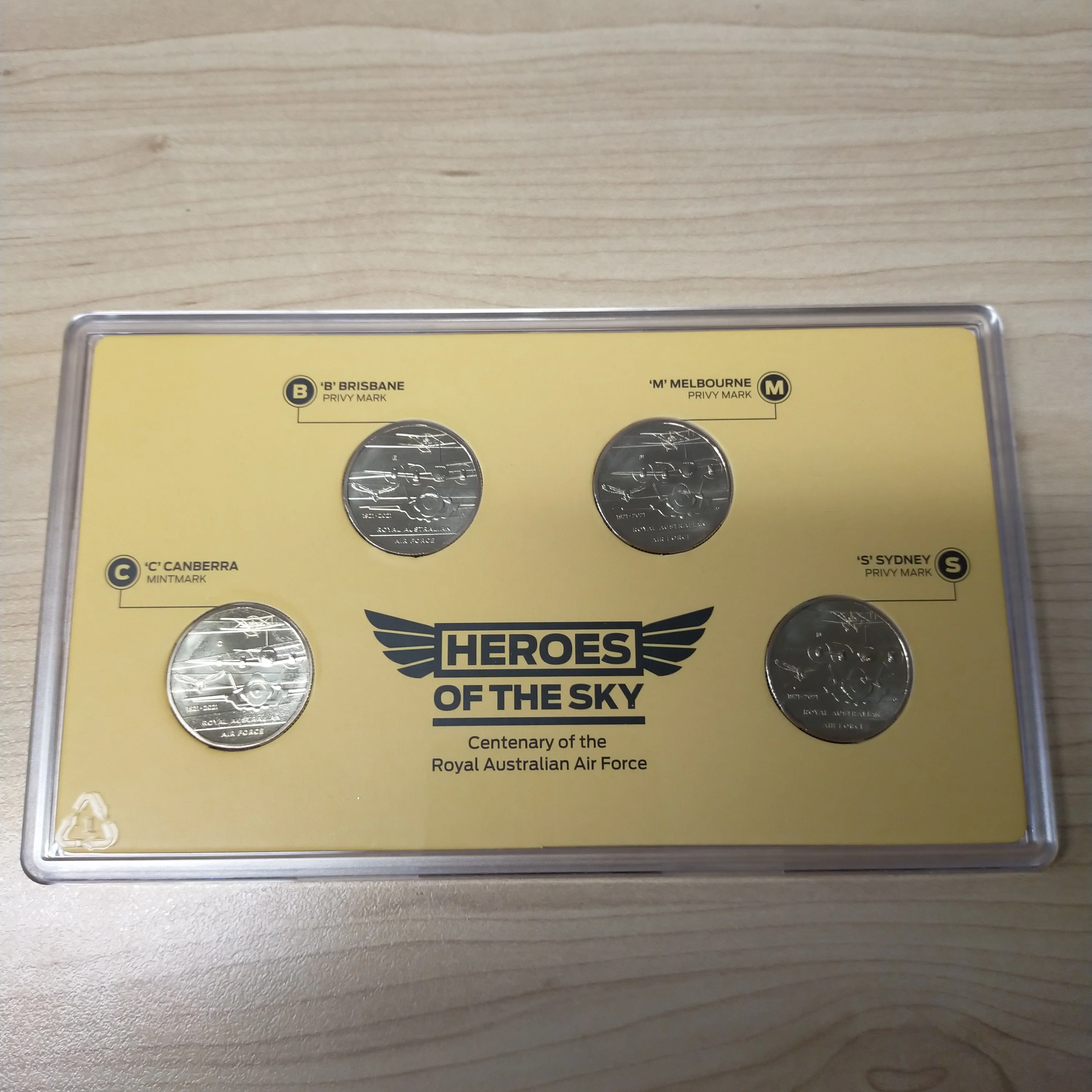 Australia 2021 Royal Australian Mint $1 Heroes of the Sky Air Force Centenary Mintmark and Privy Mark Coin Set of 4 - Image 2