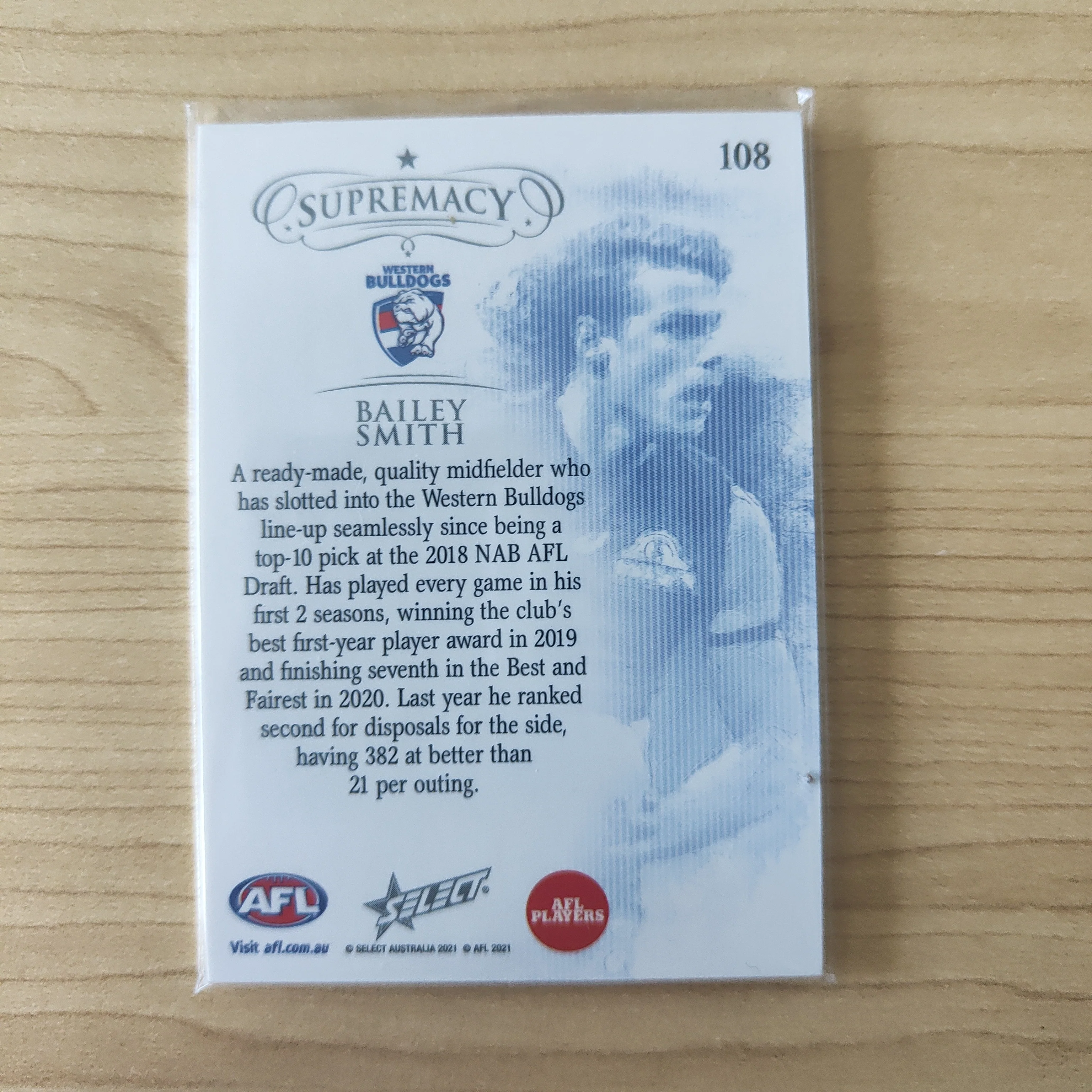 2021 Select Supremacy Base Card Bailey Smith Western Bulldogs No.14/90 - Image 2