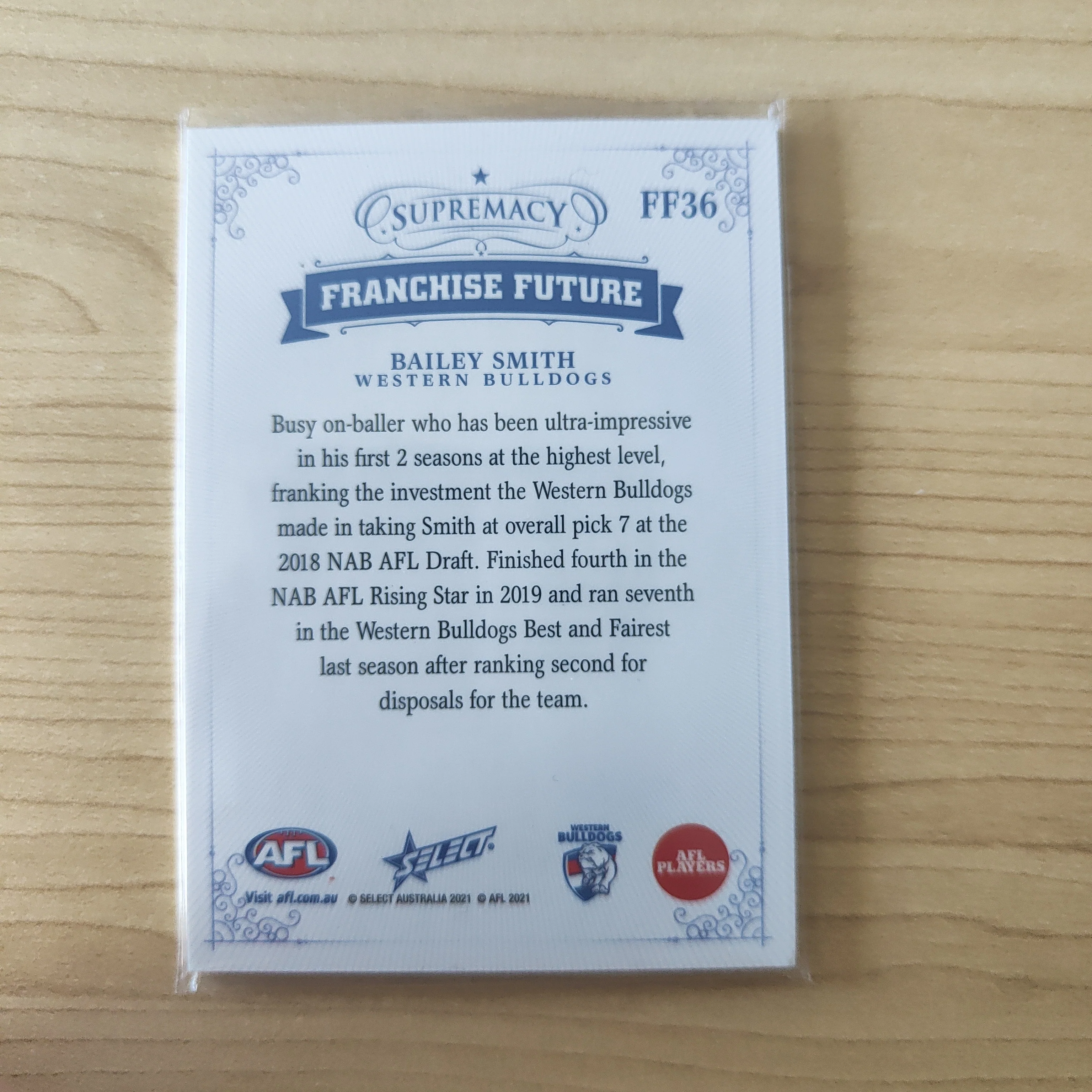 2021 Select Supremacy Franchise Future Bailey Smith Western Bulldogs LOW NUMBER No.06/70 - Image 2