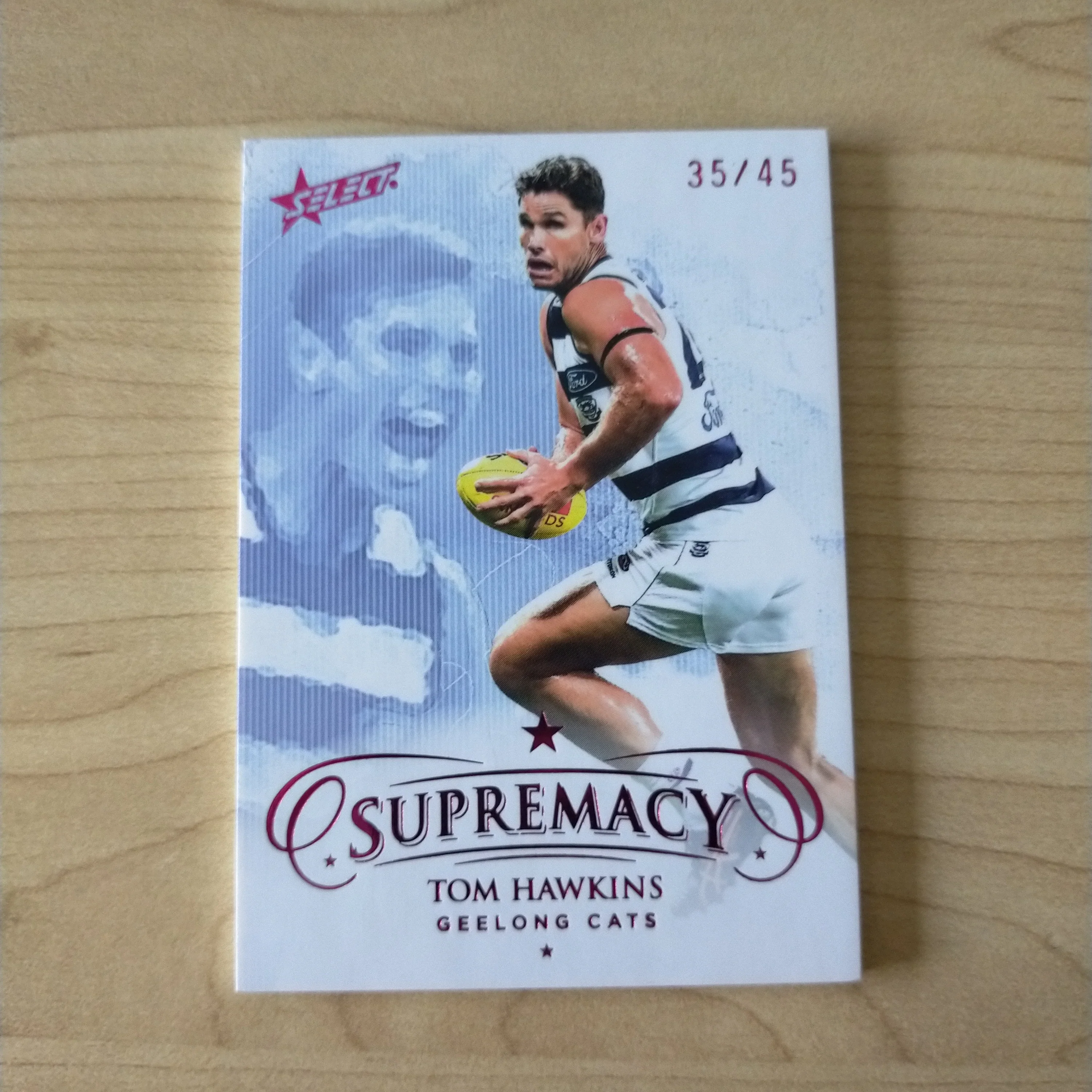 2021 Select Supremacy Red Base Card Tom Hawkins Geelong 35/45