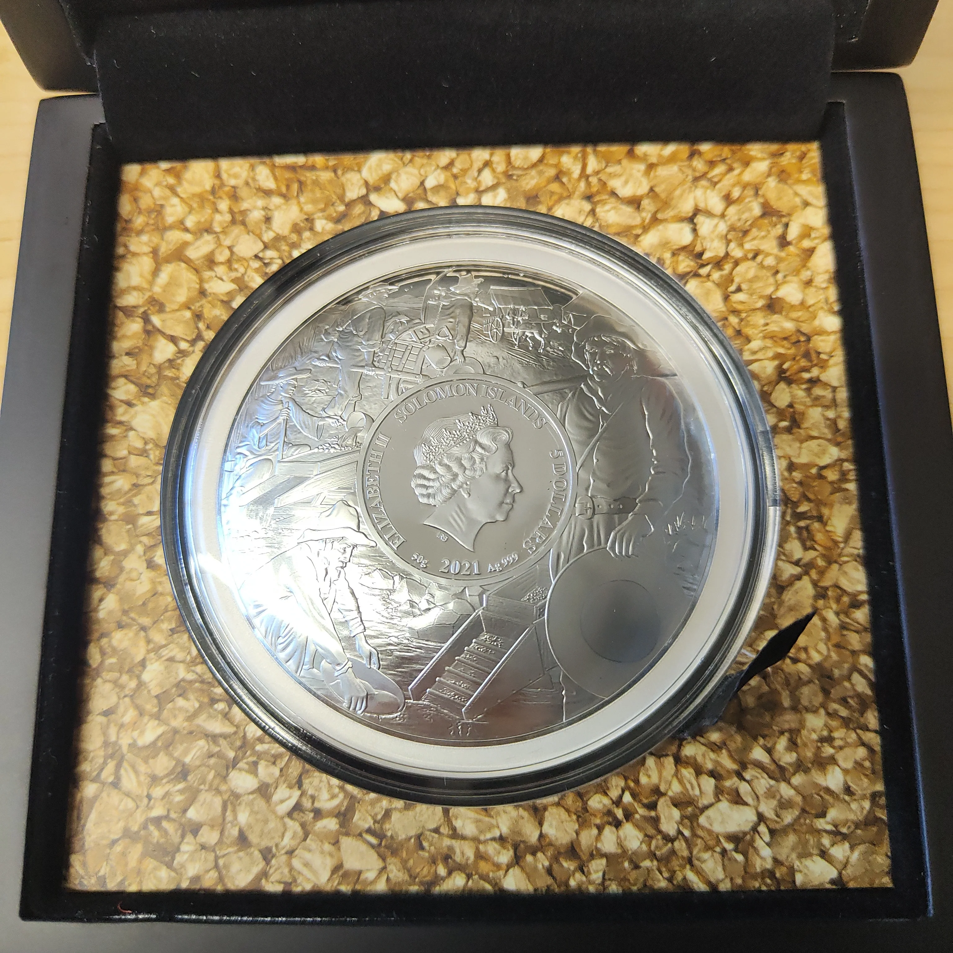 2021 Solomon Islands Gold Rush 1851 $5 ~1.7oz Silver Coloured Coin - Image 3