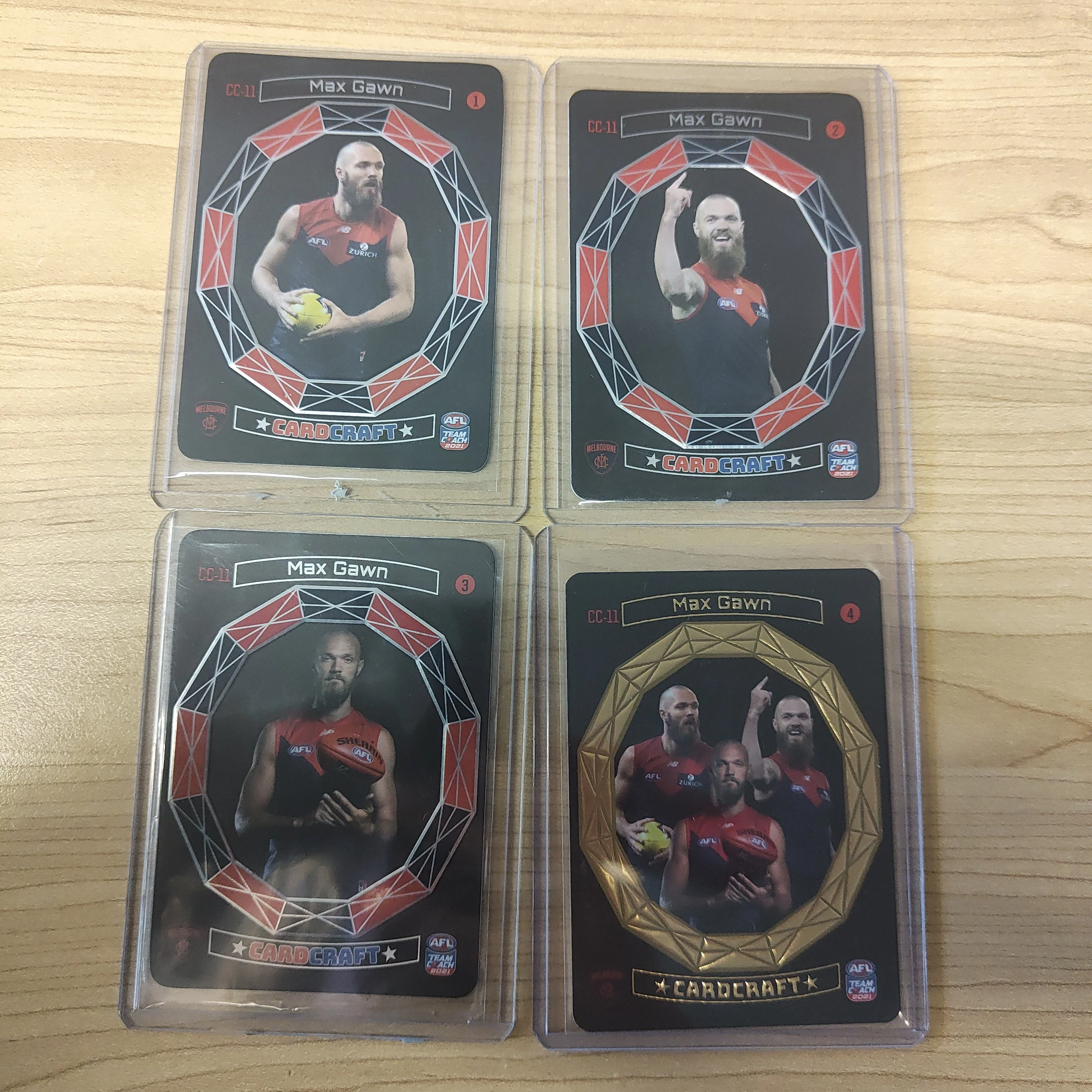 2021 Teamcoach Card Craft Max Gawn Melbourne Premiership Year Complete Set of 4 Cards + Redeemed 24k Gold Card - Image 4
