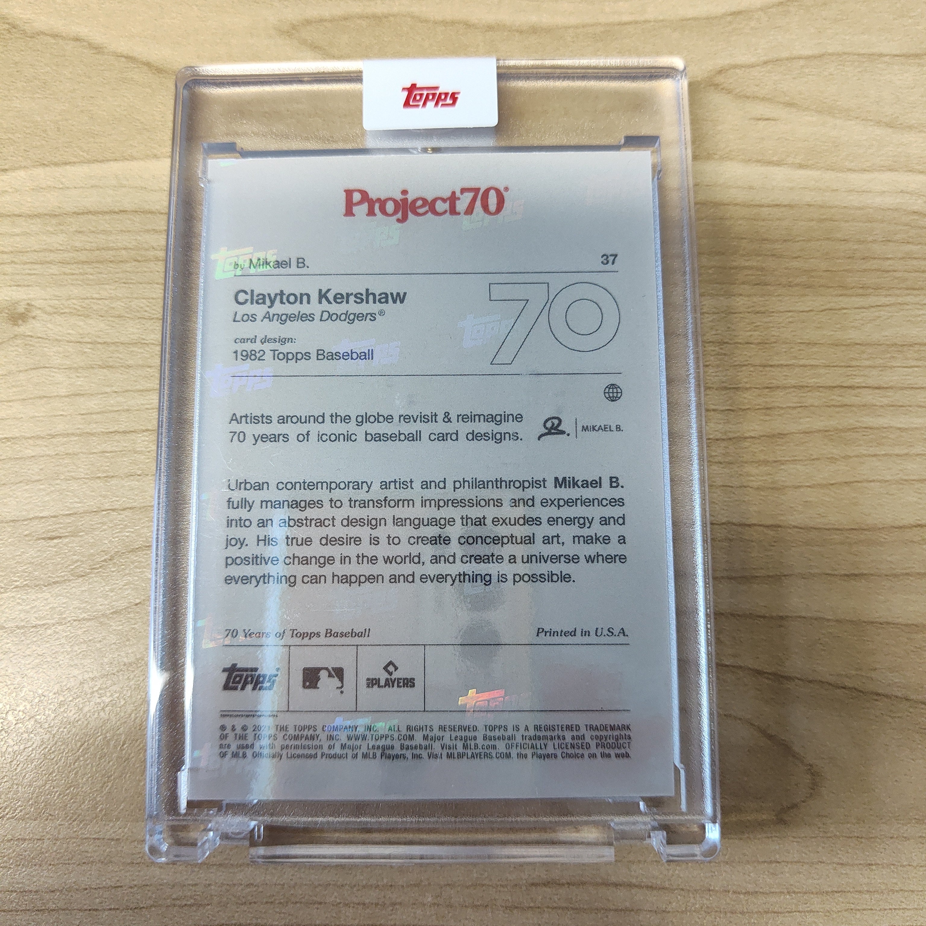 2021 Topps Project 70 Clayton Kershaw Card #37 Artist Mikael B Baseball Card - Image 2