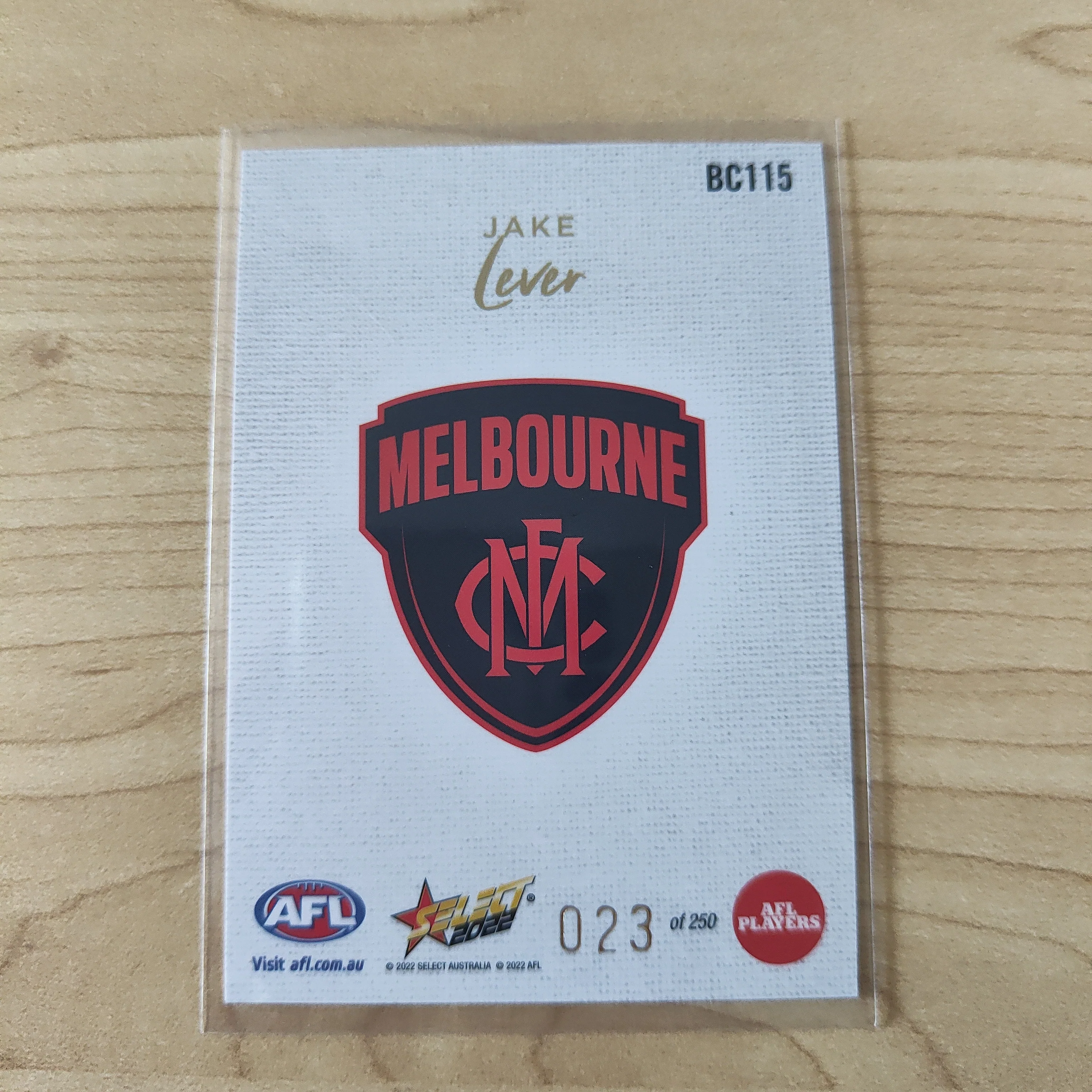 2022 AFL Footy Stars Blank Canvas Jake Lever Melbourne 023/250 - Image 2