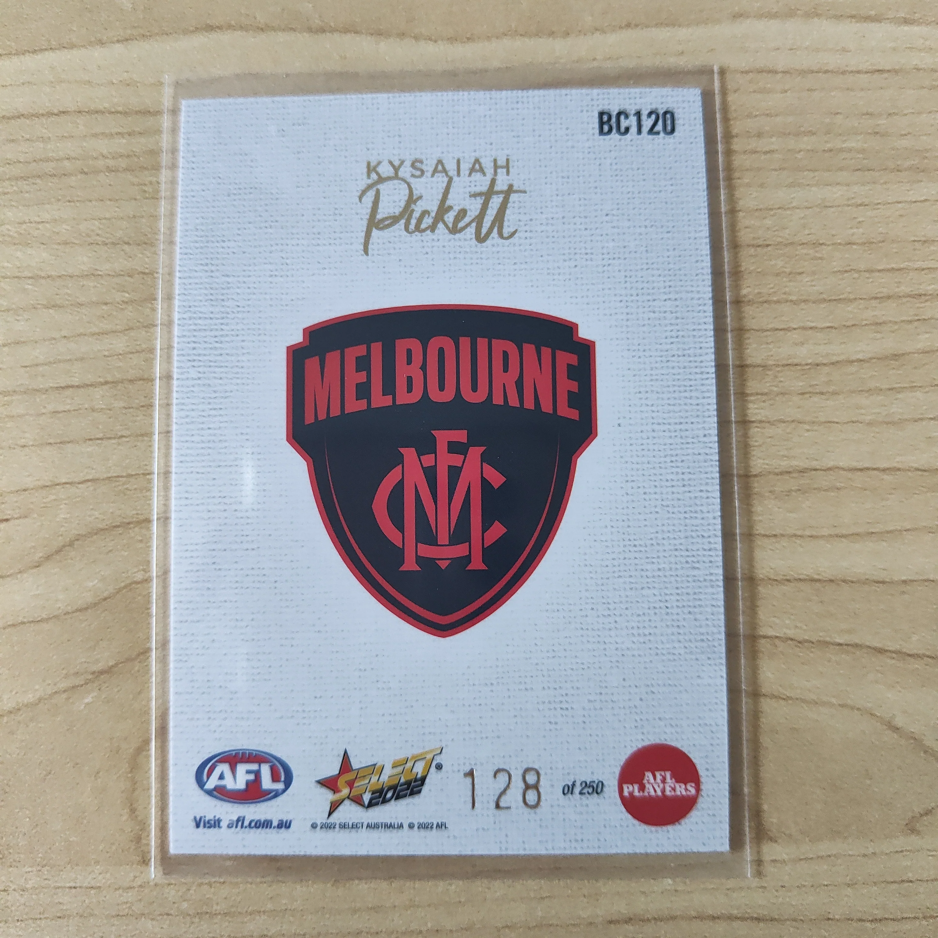 2022 AFL Footy Stars Blank Canvas Kysaiah Pickett Melbourne 128/250 - Image 2