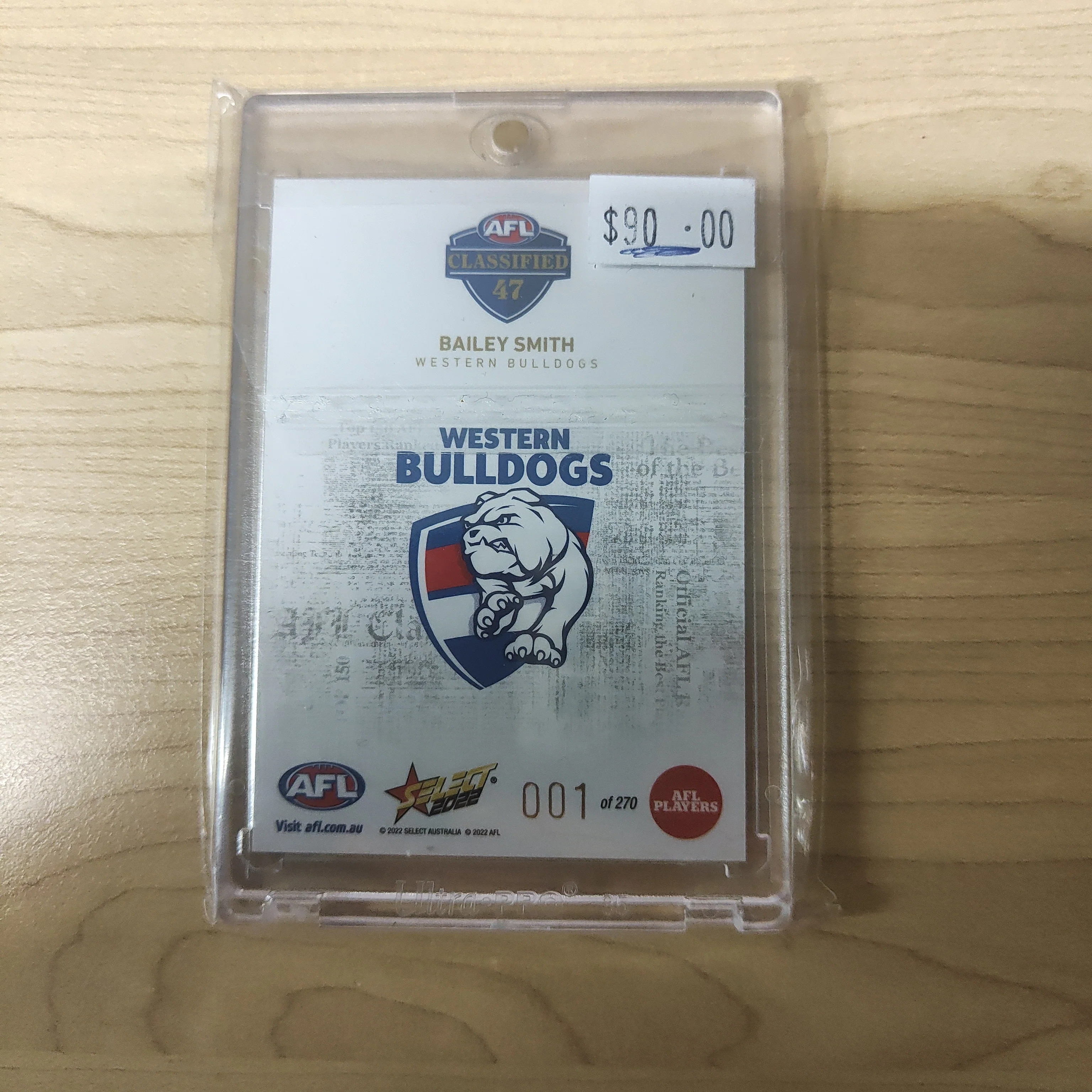 2022 AFL Footy Stars Classified 47 Bailey Smith Western Bulldogs LOW NUMBER 001/270 - Image 2