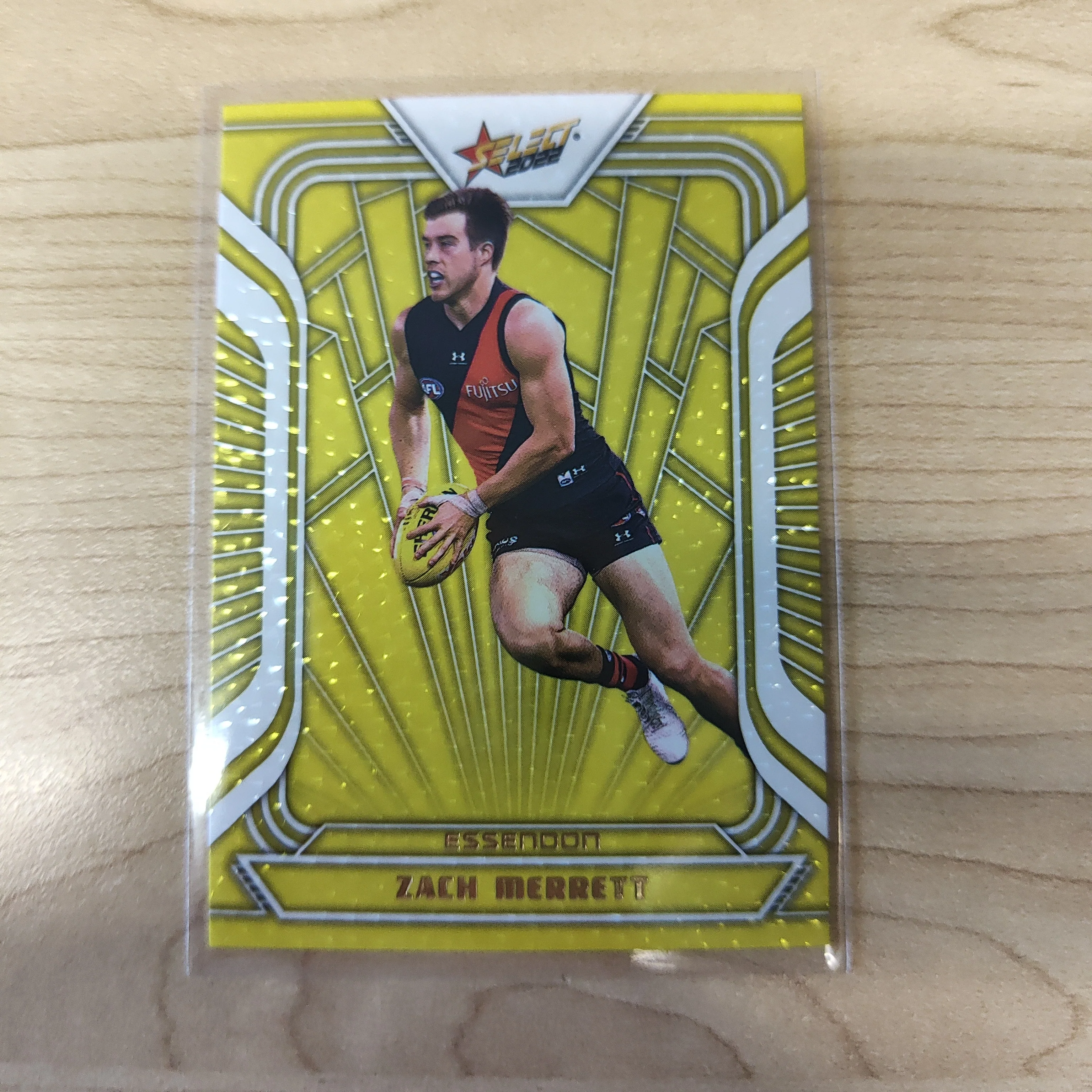 2022 AFL Footy Stars Fractured Acid Yellow Zach Merrett Essendon 017/145