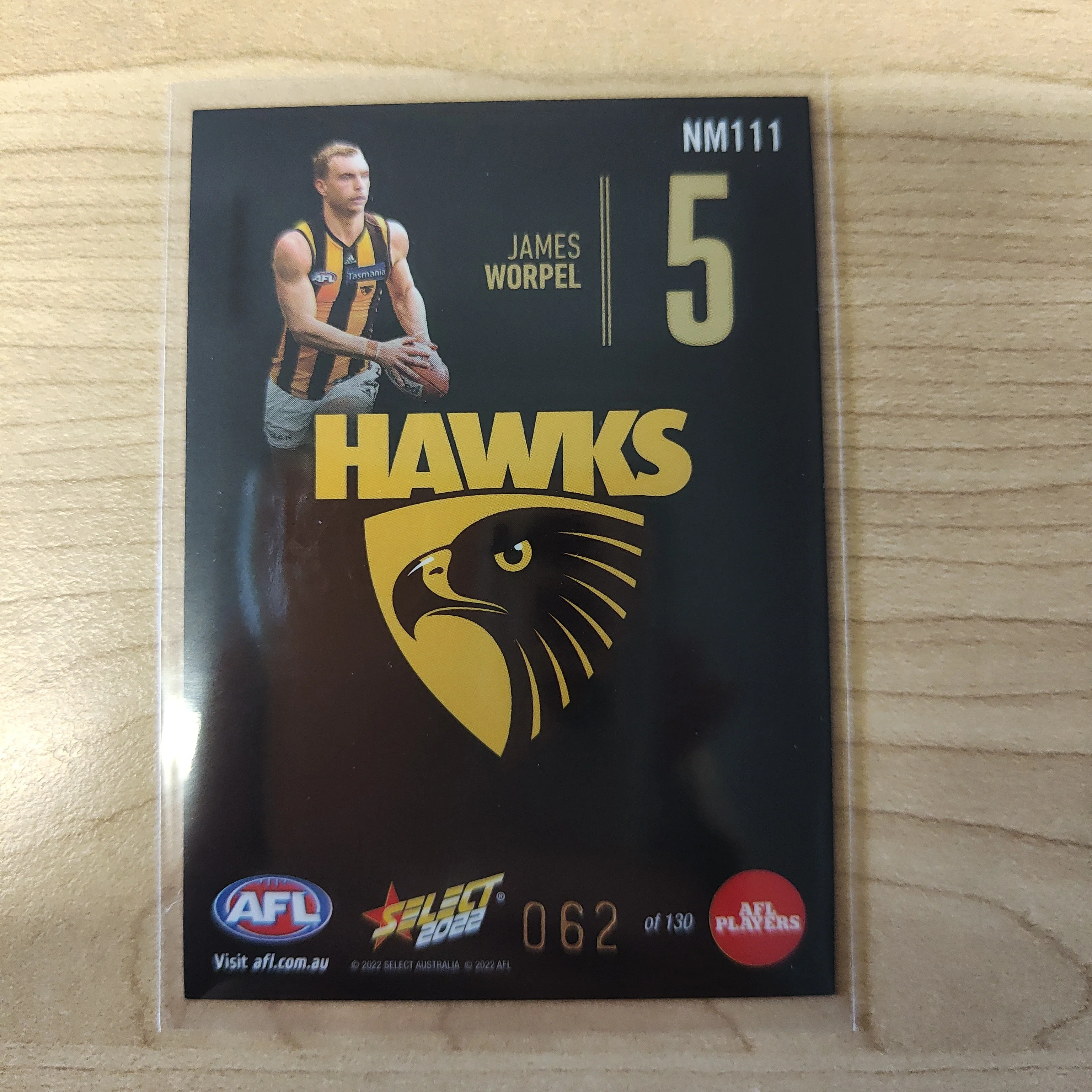 2022 AFL Footy Stars Numbers Midnight James Worpel Hawthorn 062/130 - Image 2