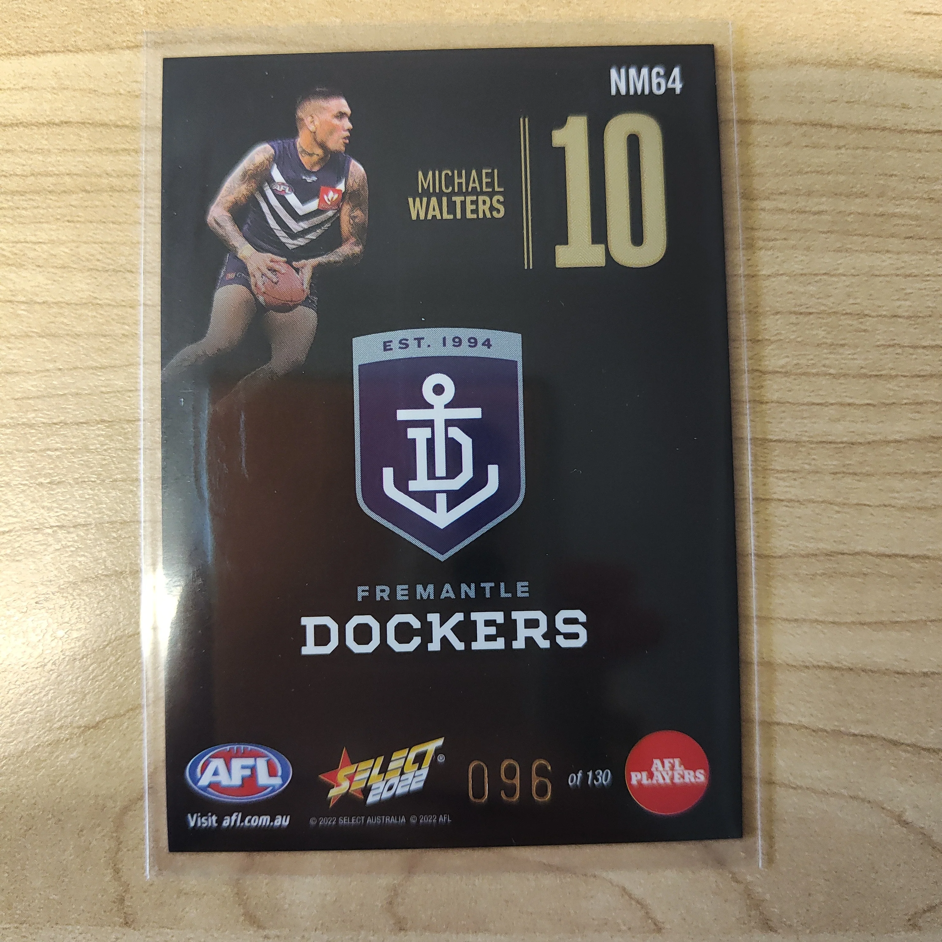 2022 AFL Footy Stars Numbers Midnight Michael Walters Fremantle 096/130 - Image 2