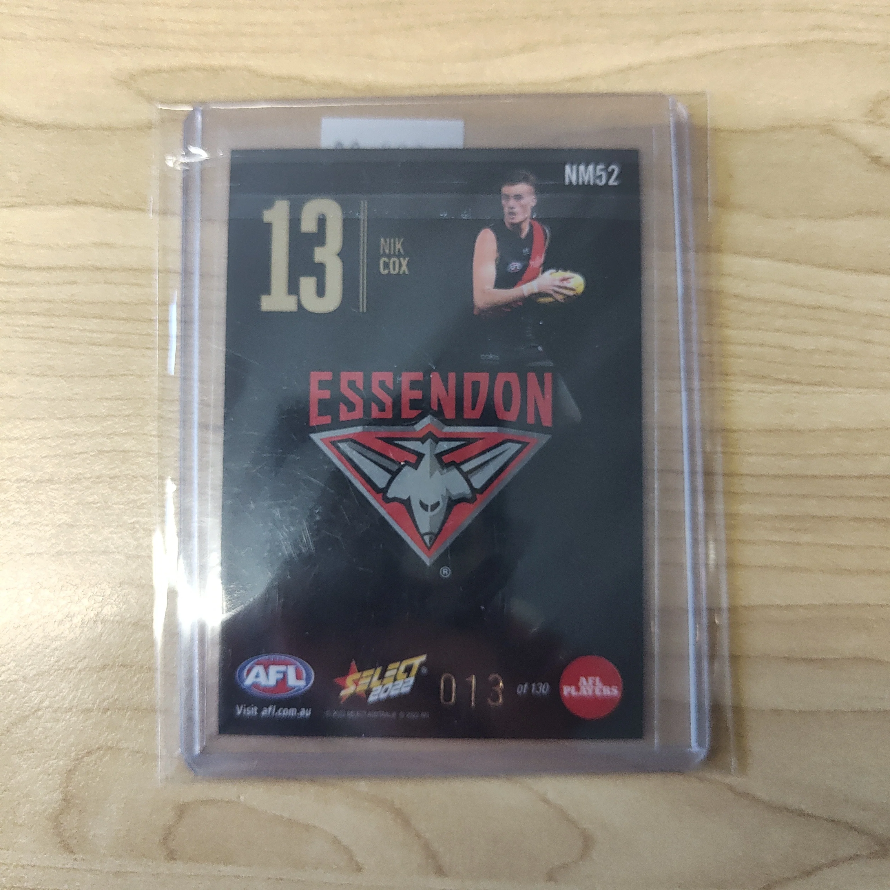 2022 AFL Footy Stars Numbers Midnight Nik Cox Essendon 013/130 - Image 2