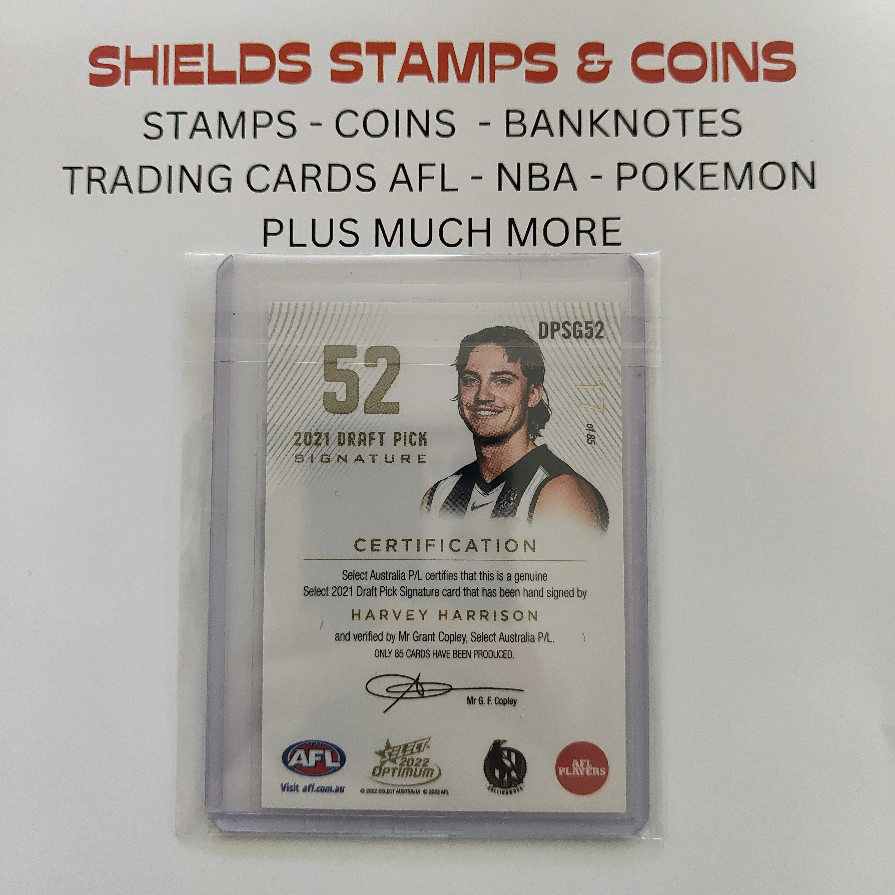 2022 Select Optimum Gold Draft Pick Signature Harvey Harrison Collingwood No.17/85 - Image 2
