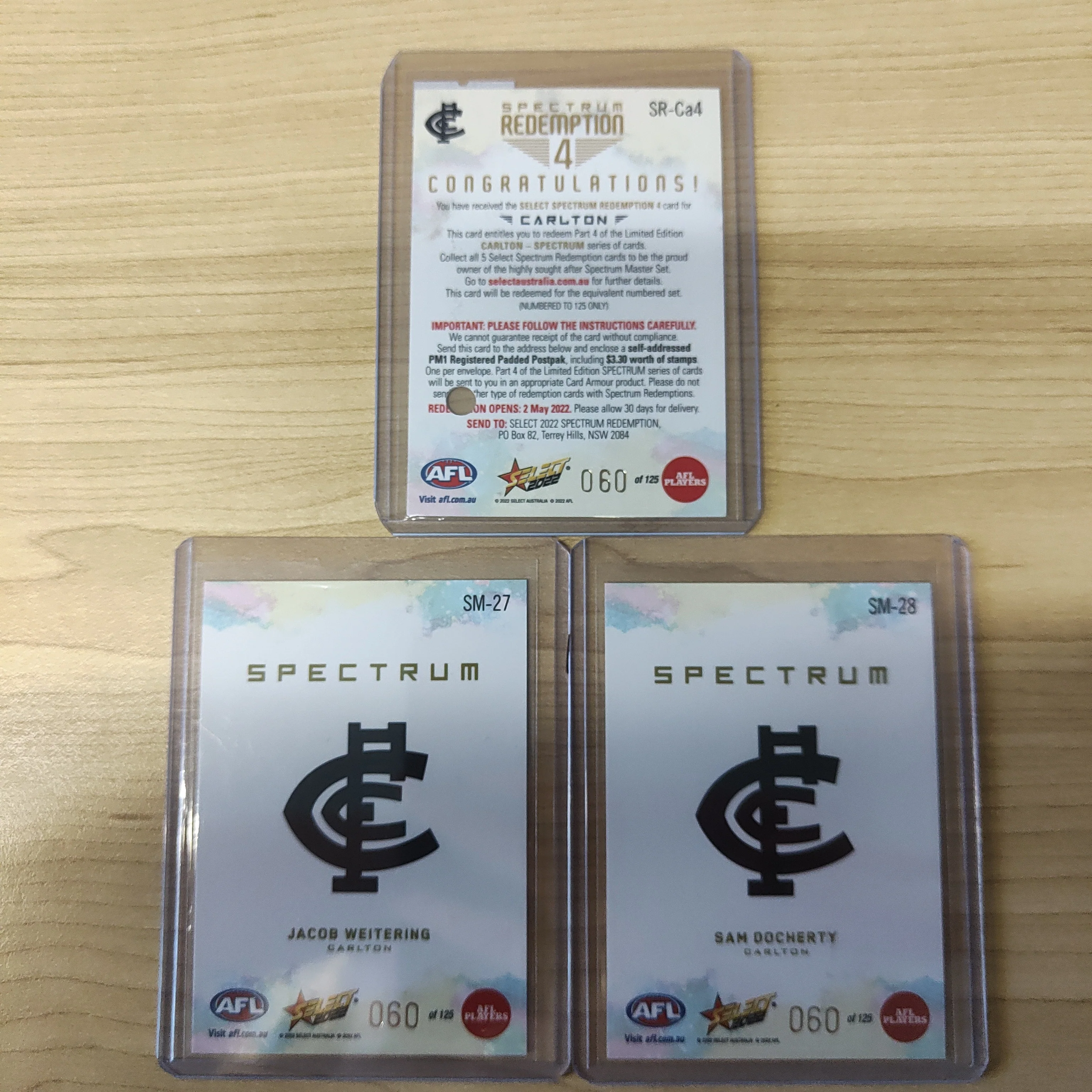 2022 AFL Select Footy Stars Spectrum Redemption 4 Carlton 060/125 - Image 2