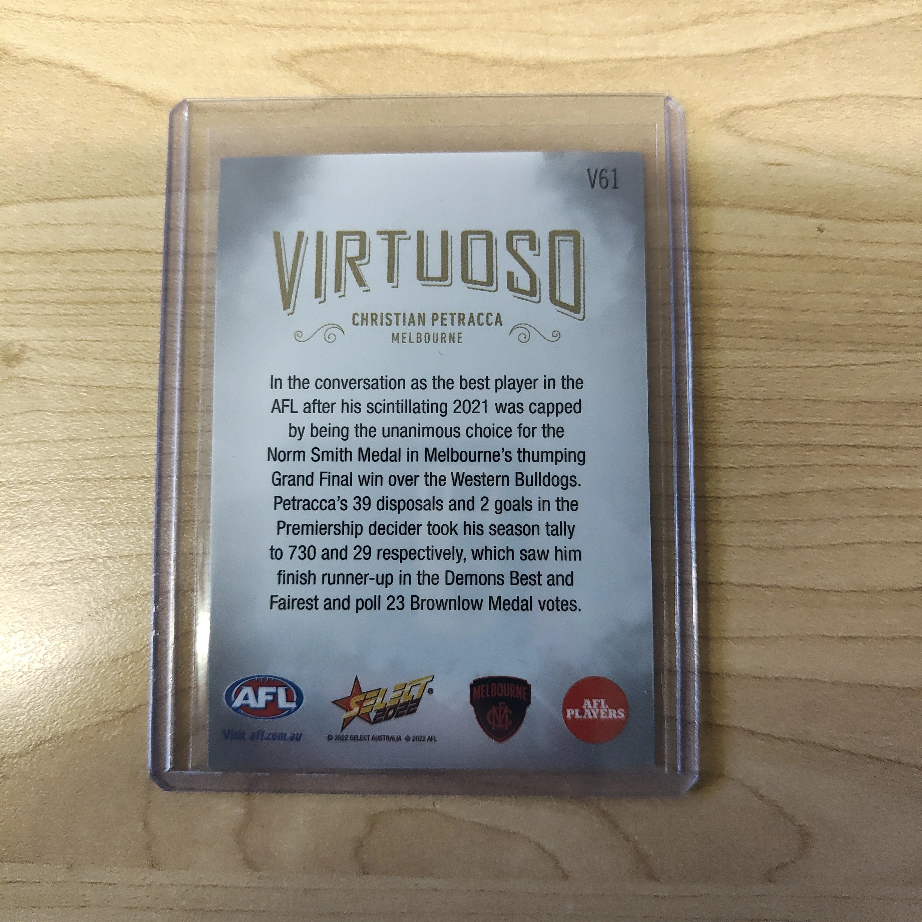 2022 AFL Select Footy Stars Virtuoso Christian Petracca Melbourne 38/70 - Image 2
