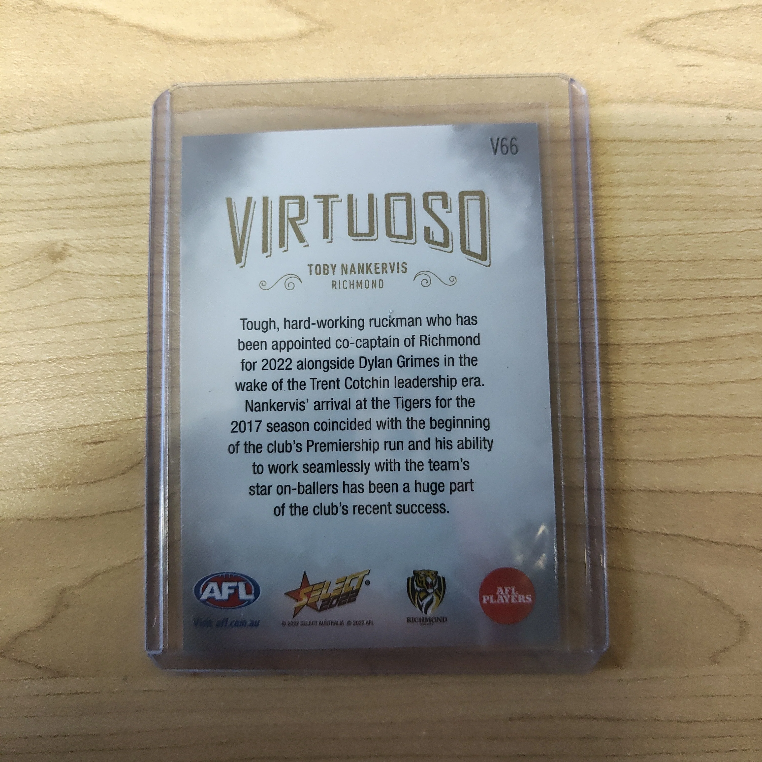 2022 AFL Select Footy Stars Virtuoso Toby Nankervis Richmond 04/70 - Image 2