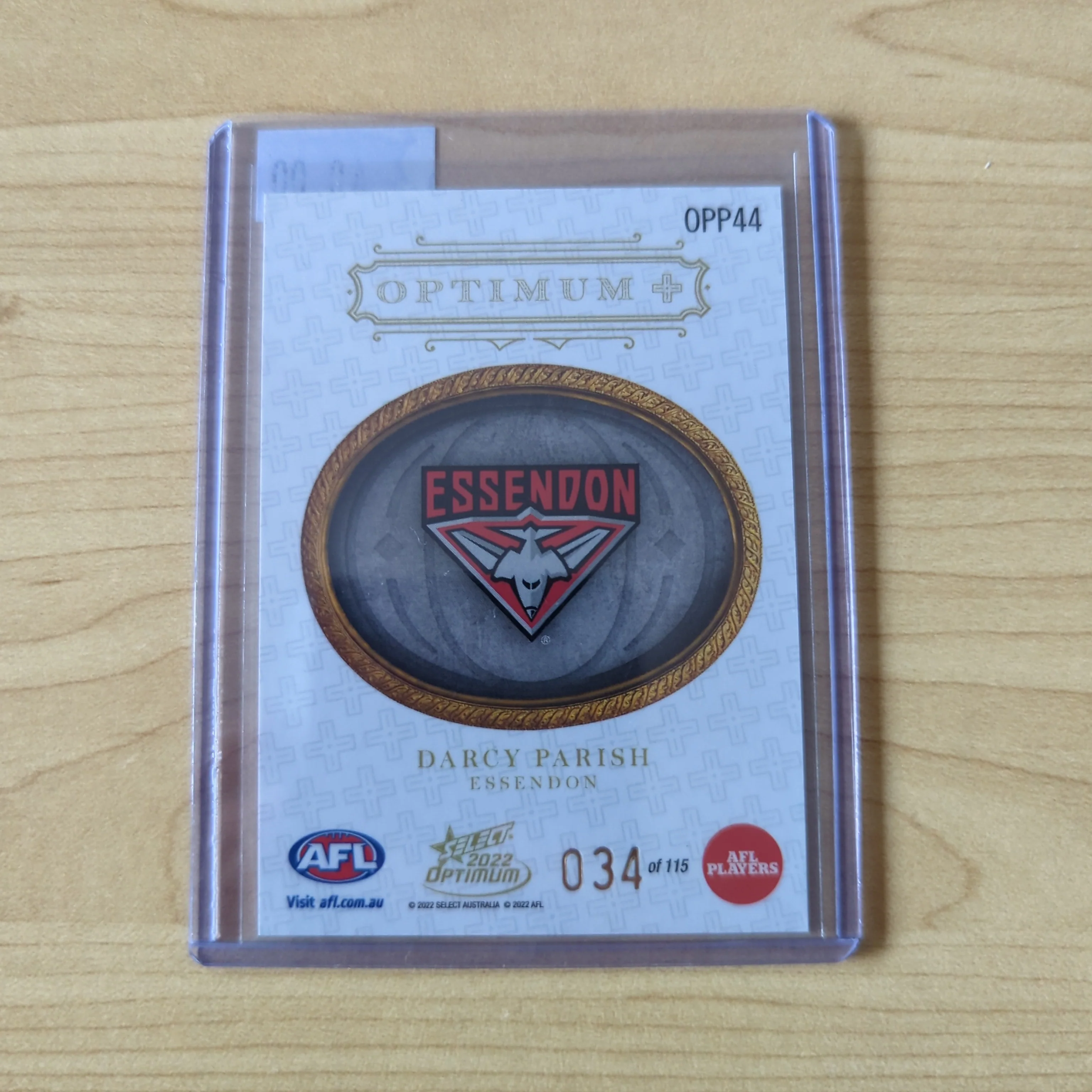 2022 AFL Select Optimum Plus Parallel Darcy Parish Essendon No.34/115 - Image 2