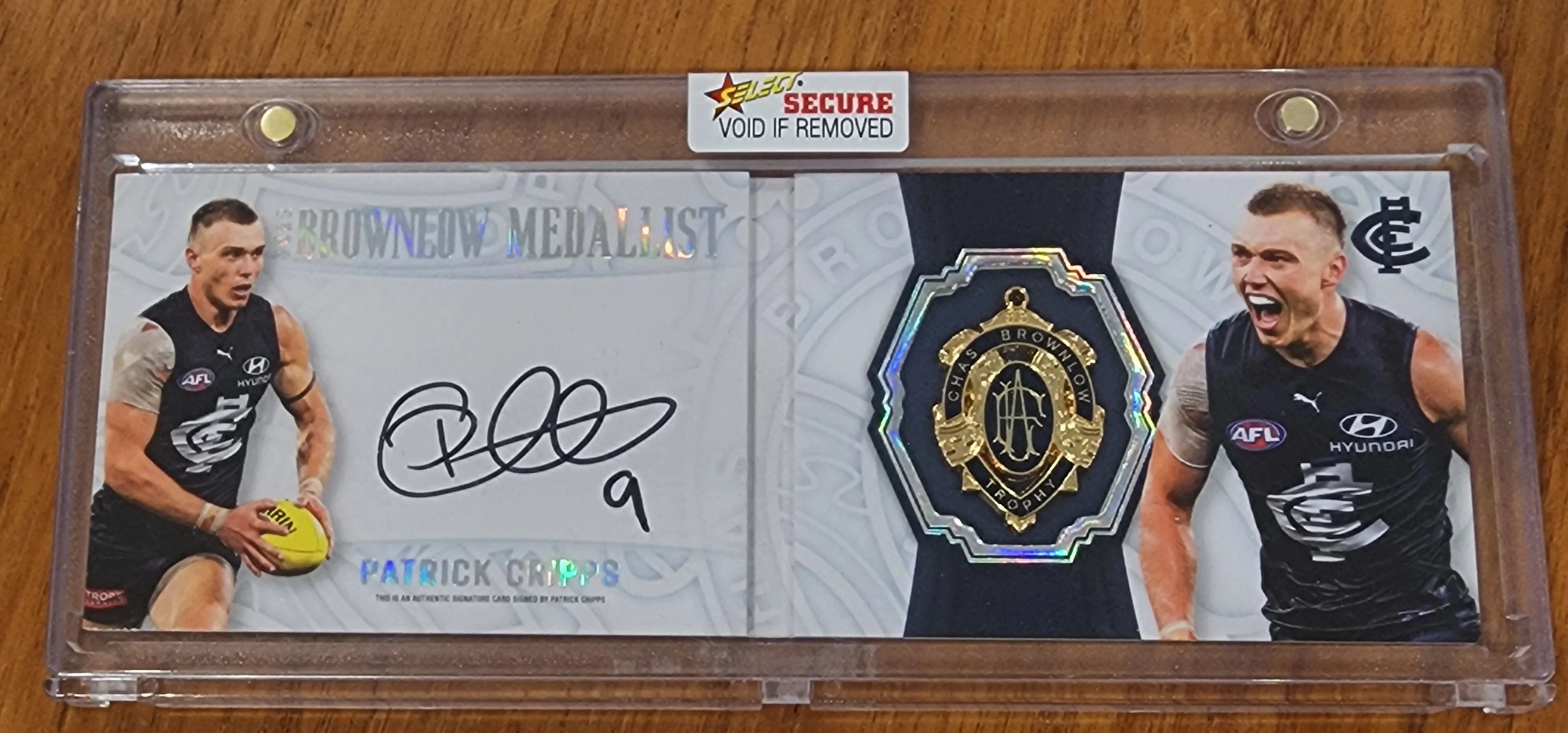2022 AFL Select Prestige Brownlow Predictor Wild Card And Signed Booklet Platinum Patrick Cripps Carlton 43/60