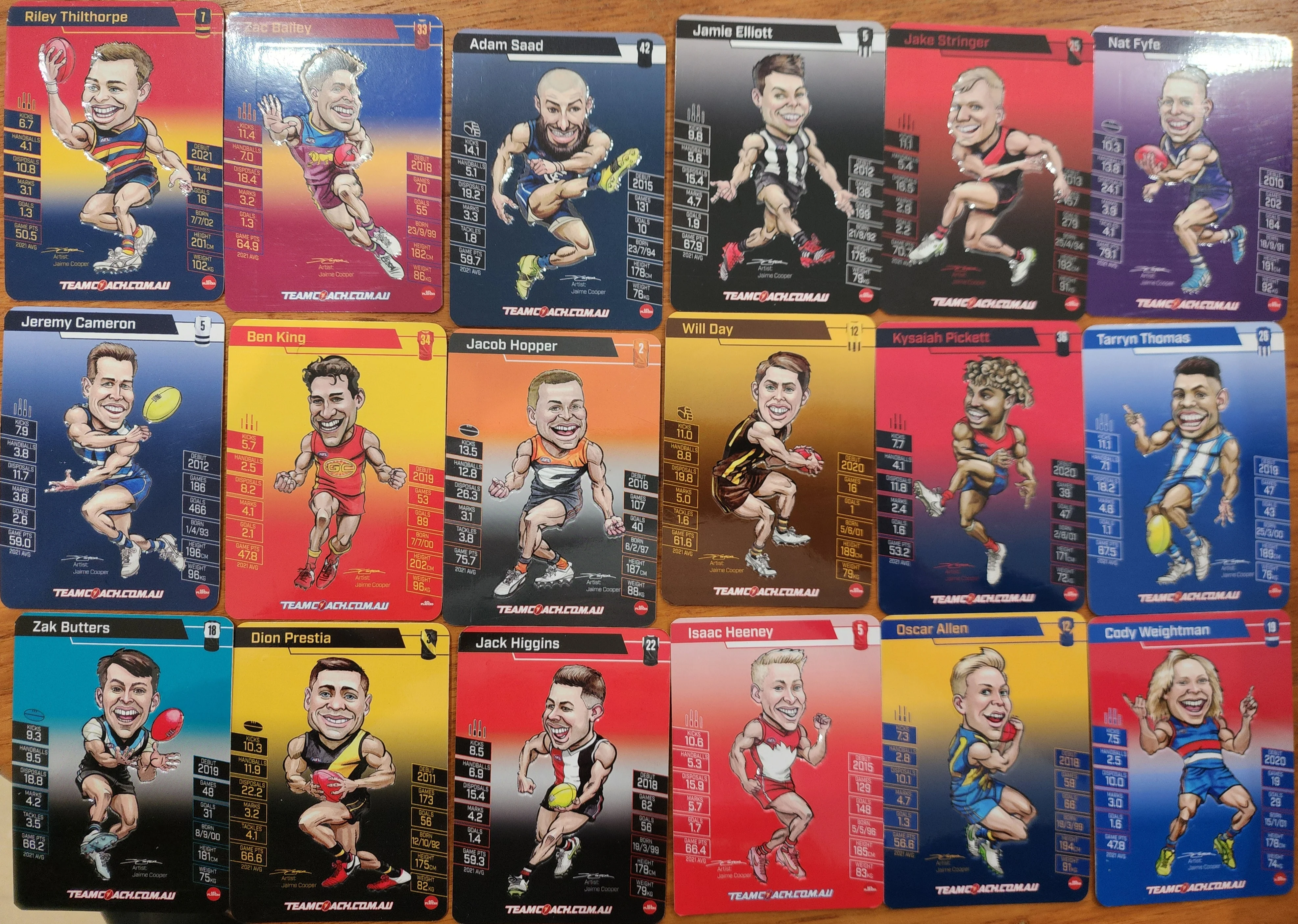 2022 AFL Team Coach Complete set of 18 Magic Wildcards - Image 2