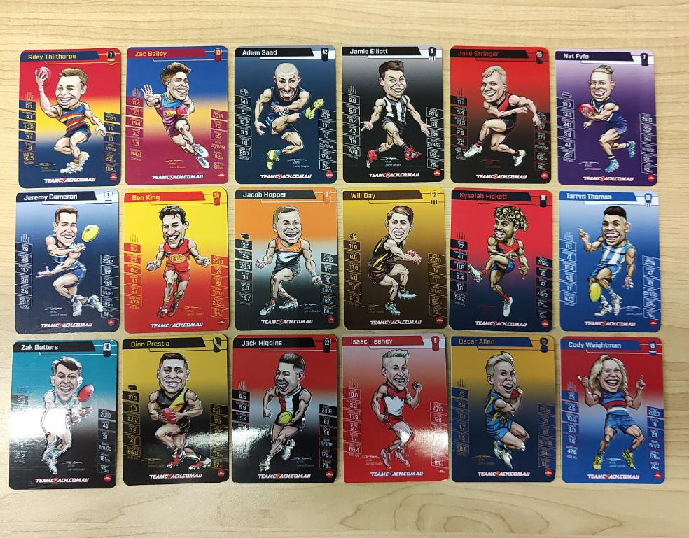 2022 AFL Teamcoach Magic Wildcard Complete Set of 18 Cards - Image 2