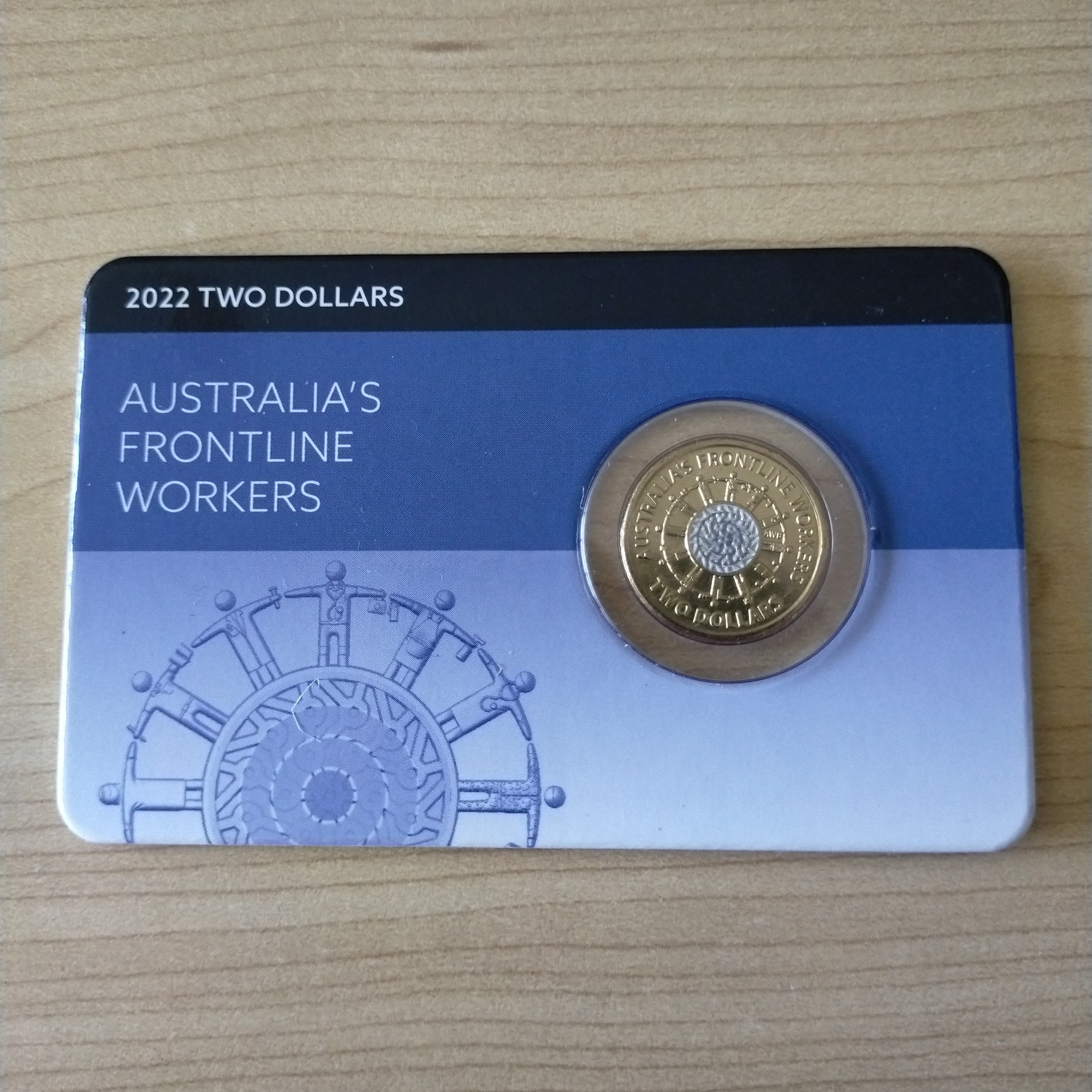 Australia 2022 Coloured $2 Frontline Workers Downies Carded Uncirculated Coin