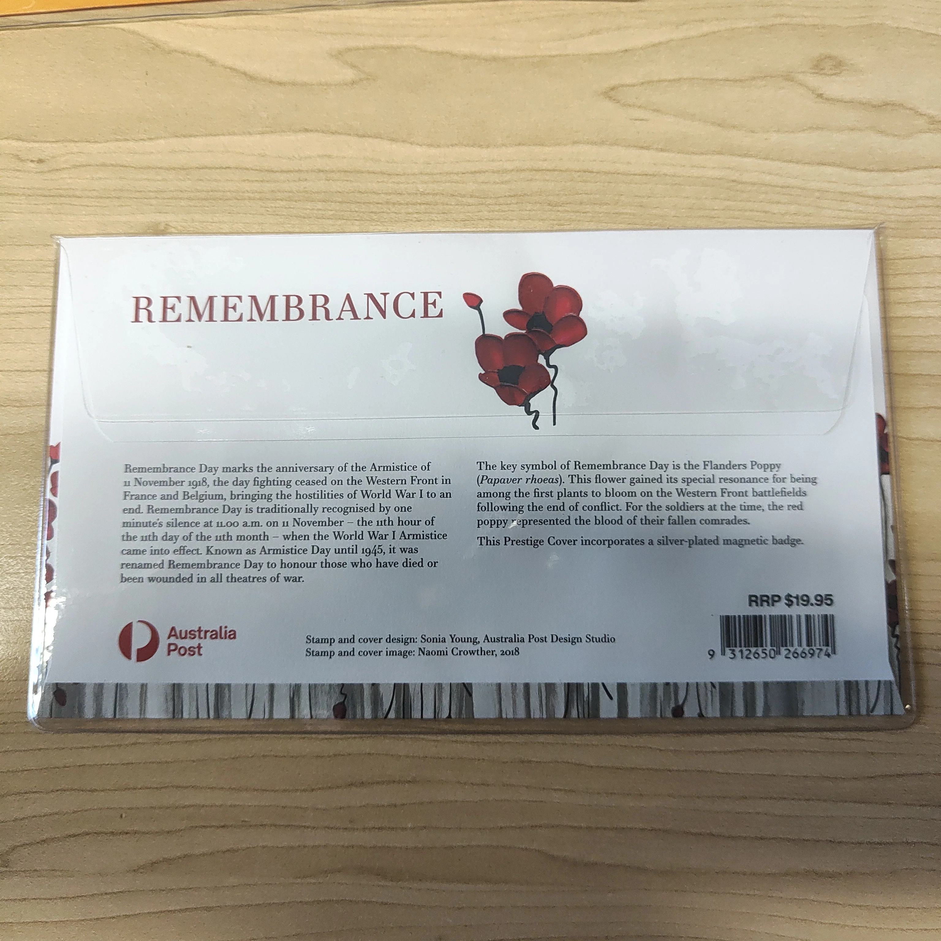 2022 Australia Post Remembrance Prestige Cover with Silver Plated Magnetic Badge - Image 2