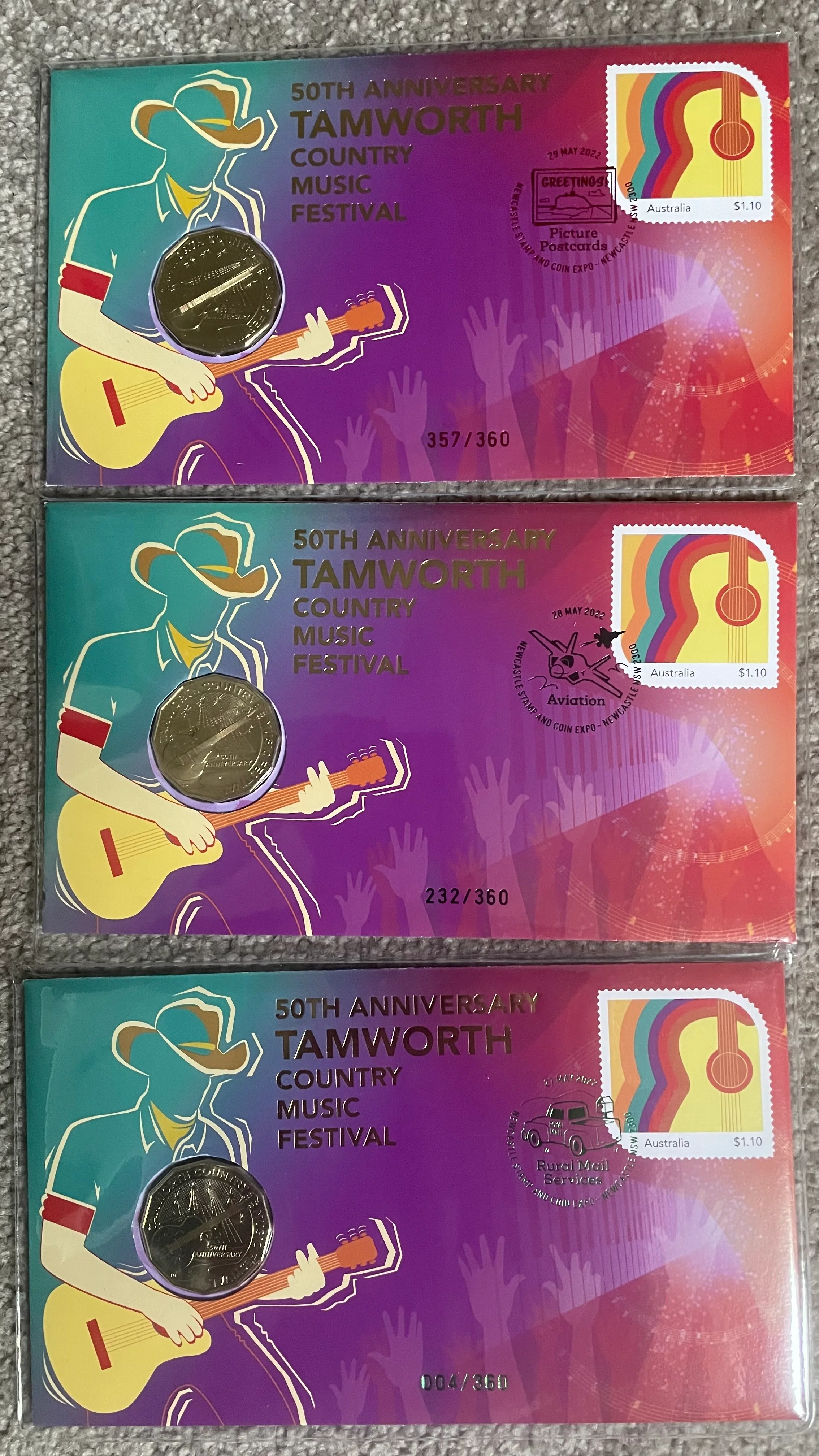 Australia 2022 Newcastle Stamp and Coin Show set of 9 PNCs and 3 Stamp Miniature Sheets