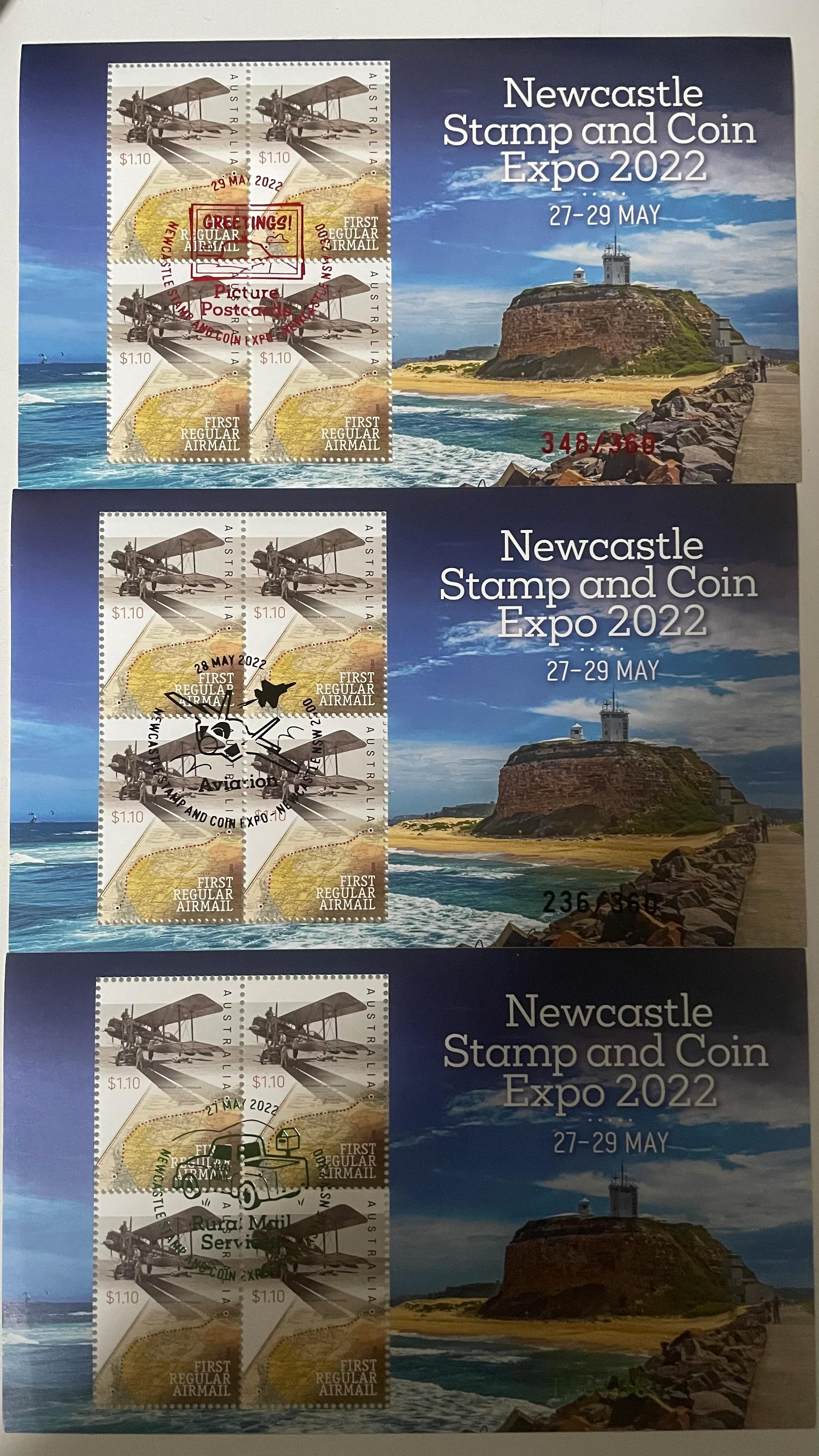 Australia 2022 Newcastle Stamp and Coin Show set of 9 PNCs and 3 Stamp Miniature Sheets - Image 4