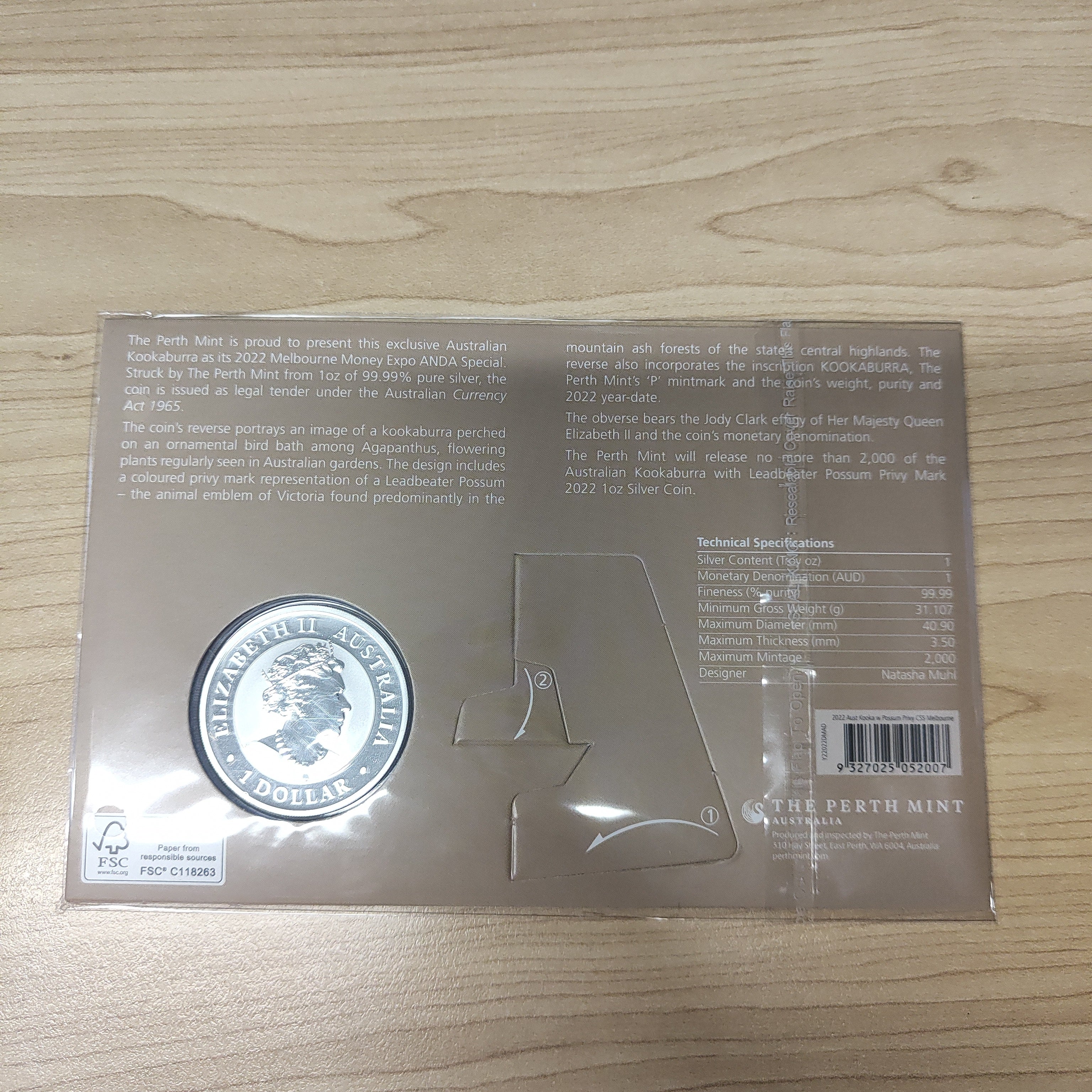 2022 Melbourne Money Expo ANDA Special Australian Kookaburra Possum Privy Mark 1oz Silver Coin - Image 3