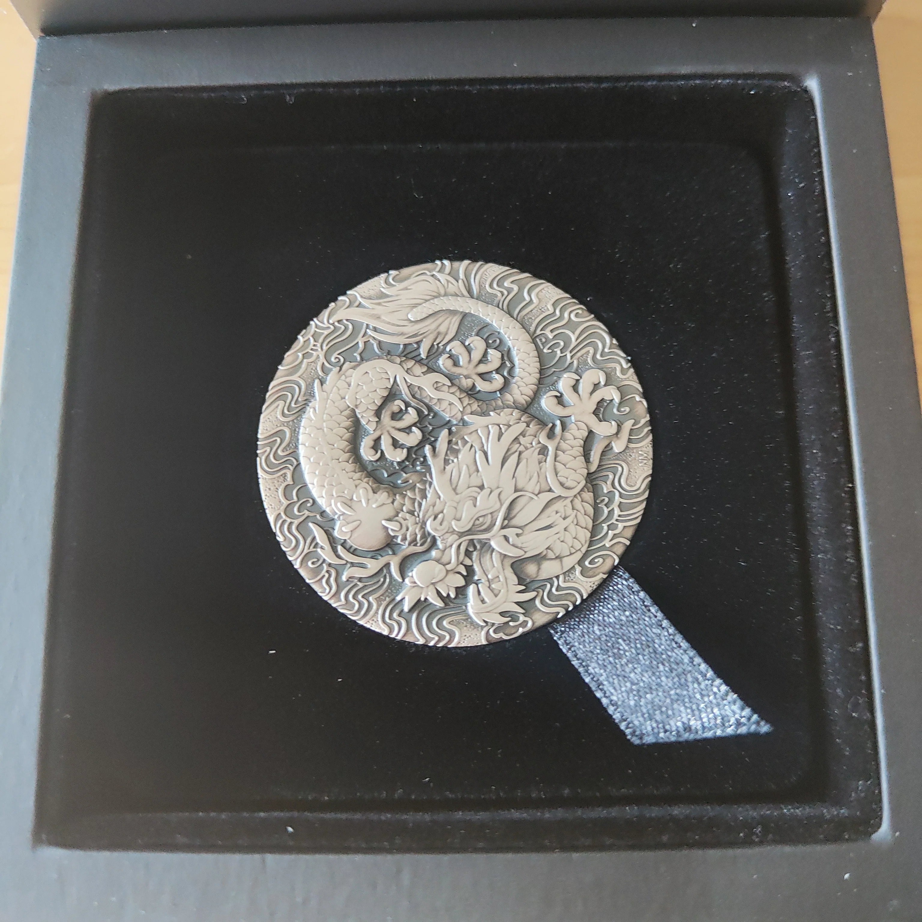 Australia 2022 Perth Mint $2 Chinese Myths and Legends Dragon 2oz Silver Antiqued Coin - Image 2