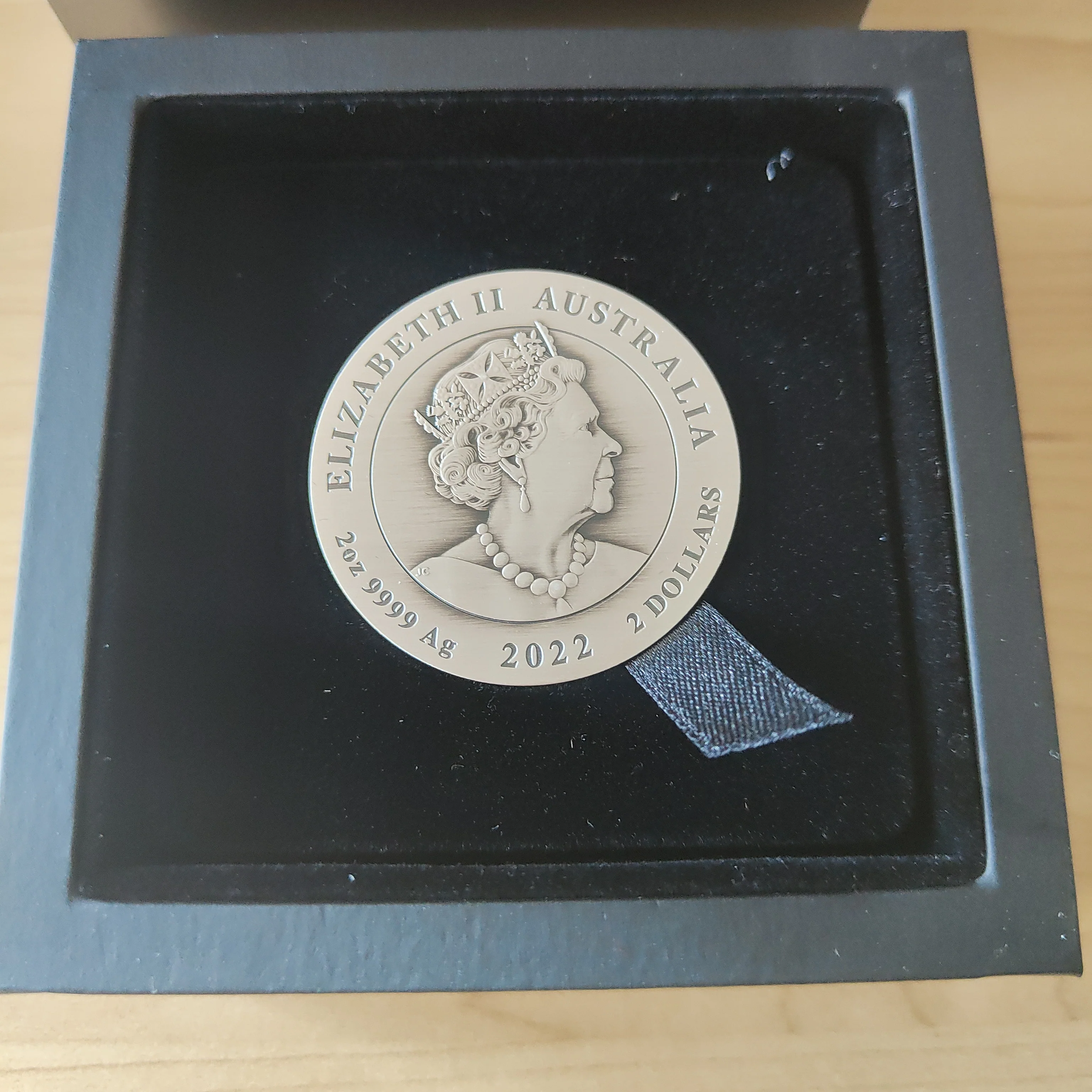 Australia 2022 Perth Mint $2 Chinese Myths and Legends Dragon 2oz Silver Antiqued Coin - Image 3