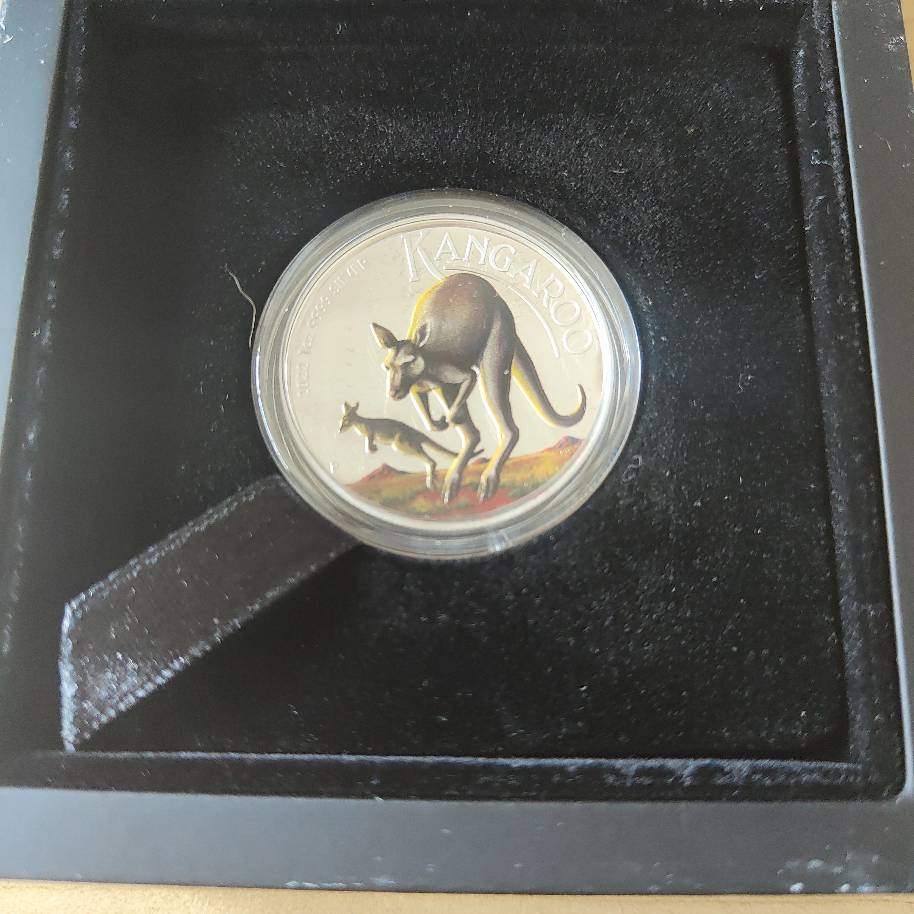 Australia 2022 Perth Mint $1 Kangaroo 1oz Silver High Relief Coloured Coin - Image 2