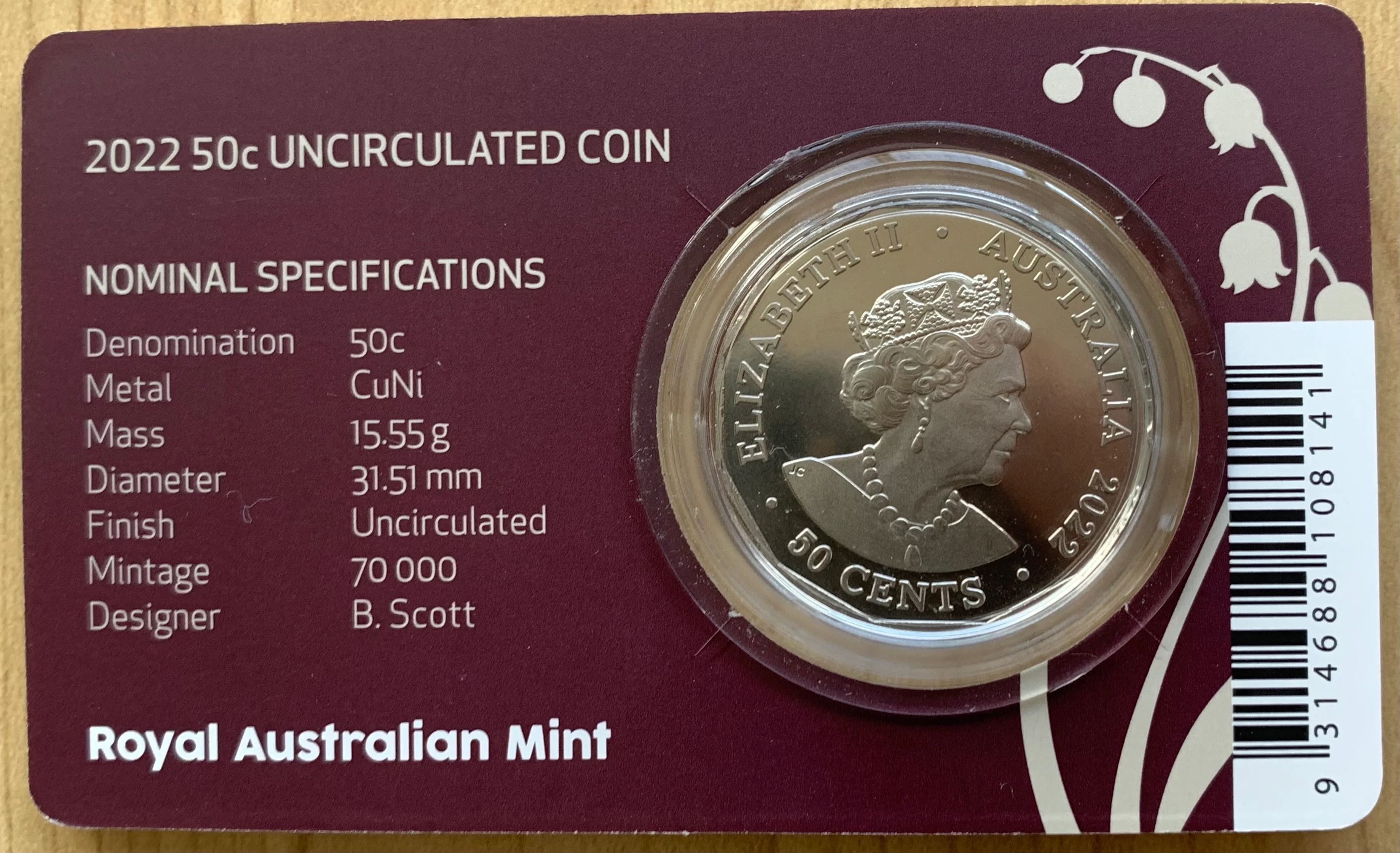 2022 RAM Queen Elizabeth II Platinum Jubilee 50c Uncirculated Coin - Image 2