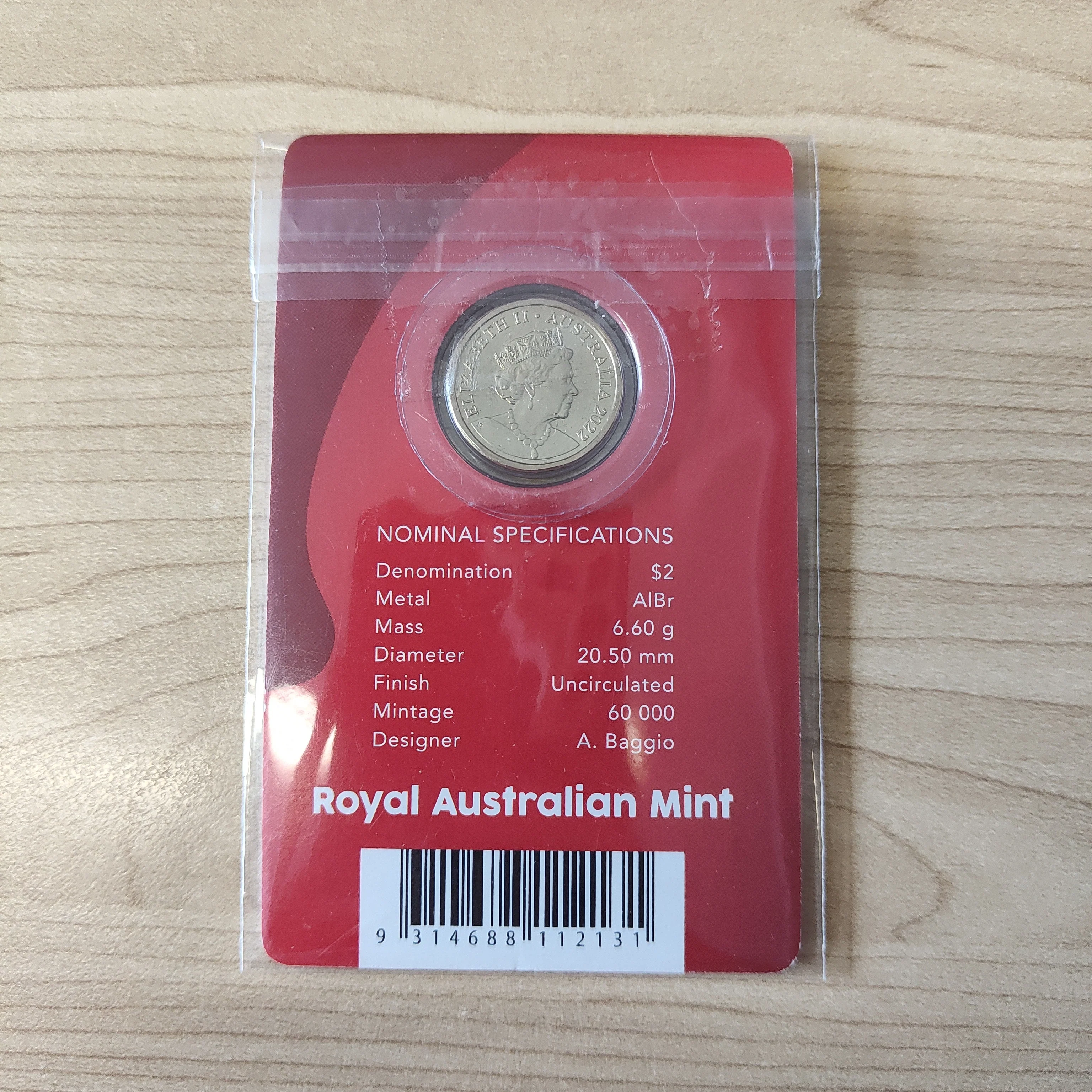 2022 Remembrance Day $2 Red Poppy 'C' Mintmark Coloured Uncirculated Coin - Image 2