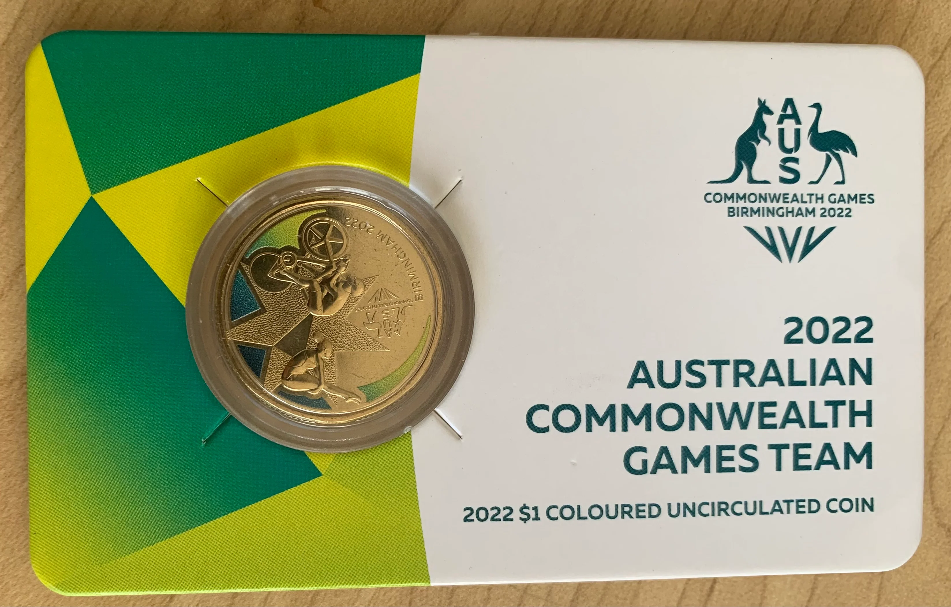 Australia 2022 Royal Australian Mint $1 Australian Commonwealth Games Team Coloured Uncirculated Coin