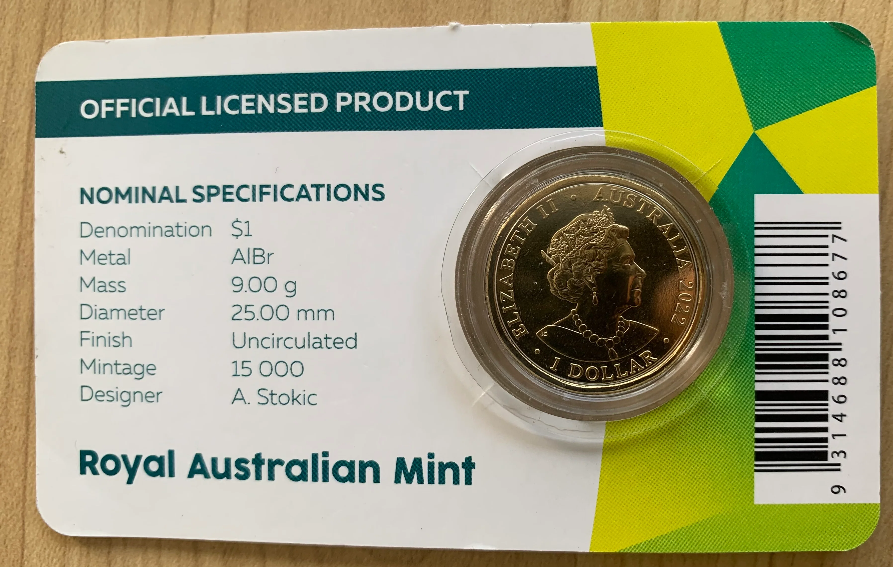 Australia 2022 Royal Australian Mint $1 Australian Commonwealth Games Team Coloured Uncirculated Coin - Image 2