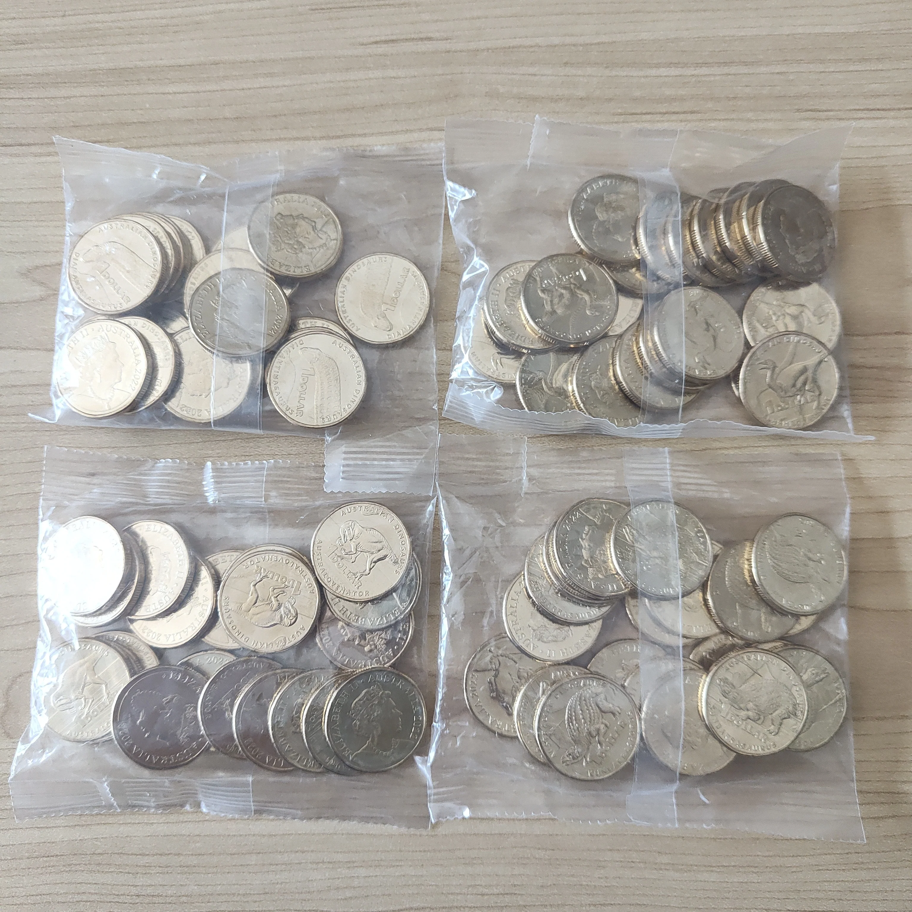 2022 Royal Australian Mint $1 Dino Hunt Complete Set of 4 Mint Bags of 20 Uncirculated Coins