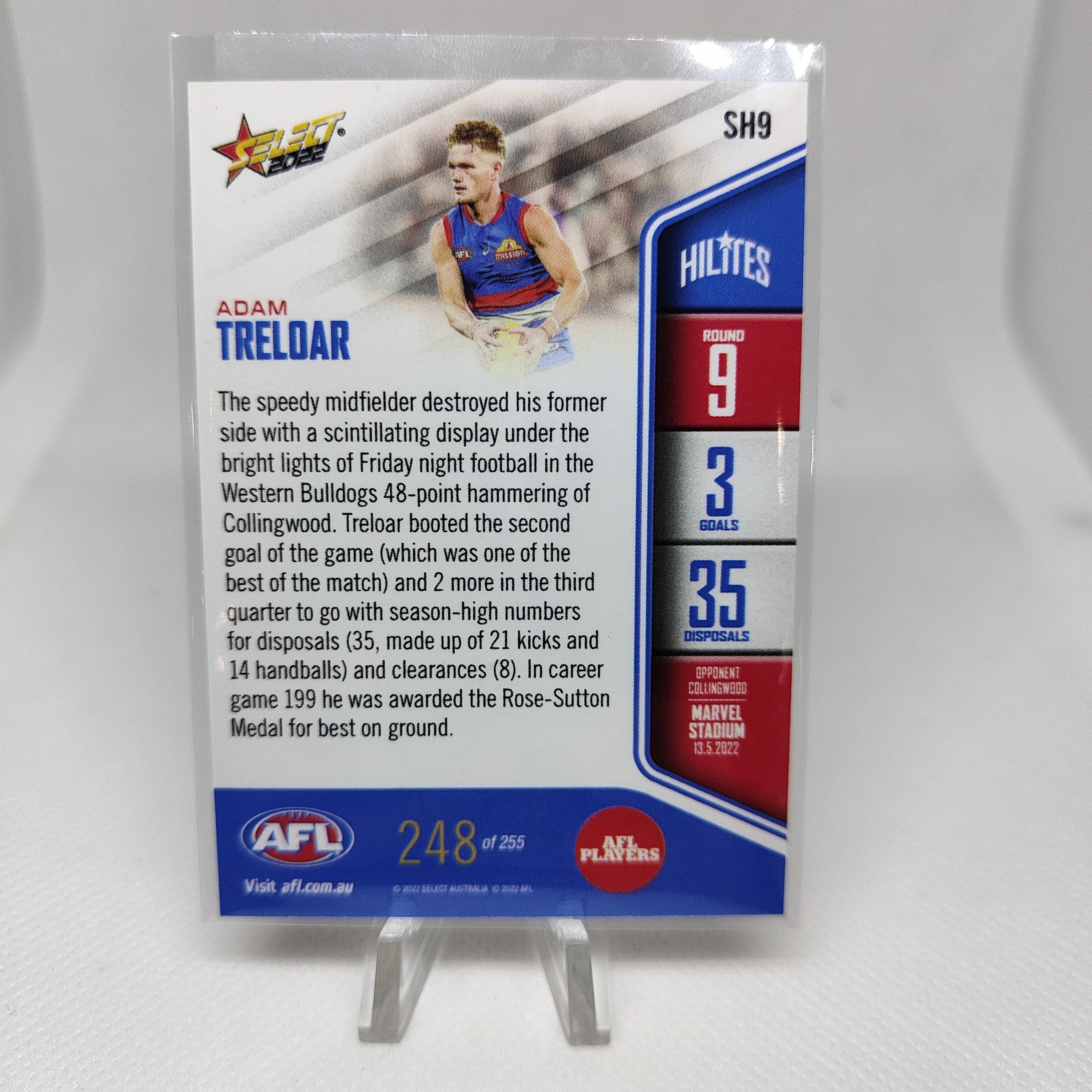 2022 Select Hilites Adam Treloar Western Bulldogs No.248/255 - Image 2
