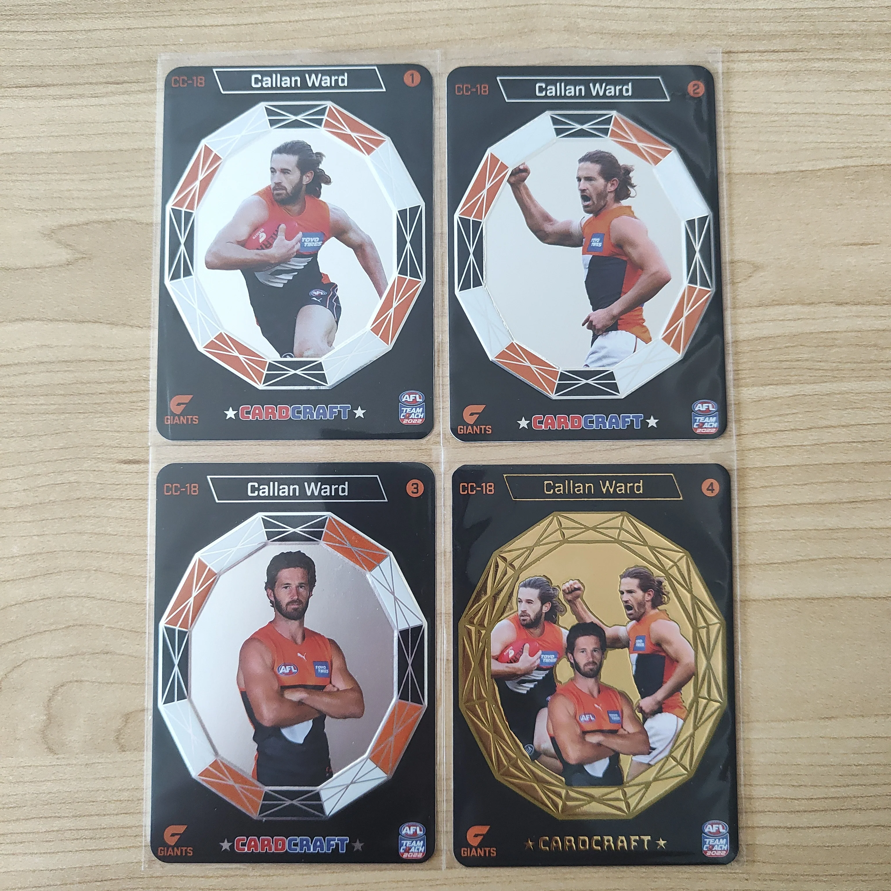 2022 Teamcoach Card Craft Callan Ward GWS Complete Set of 4 Cards + Redeemed 24k Gold Card - Image 2