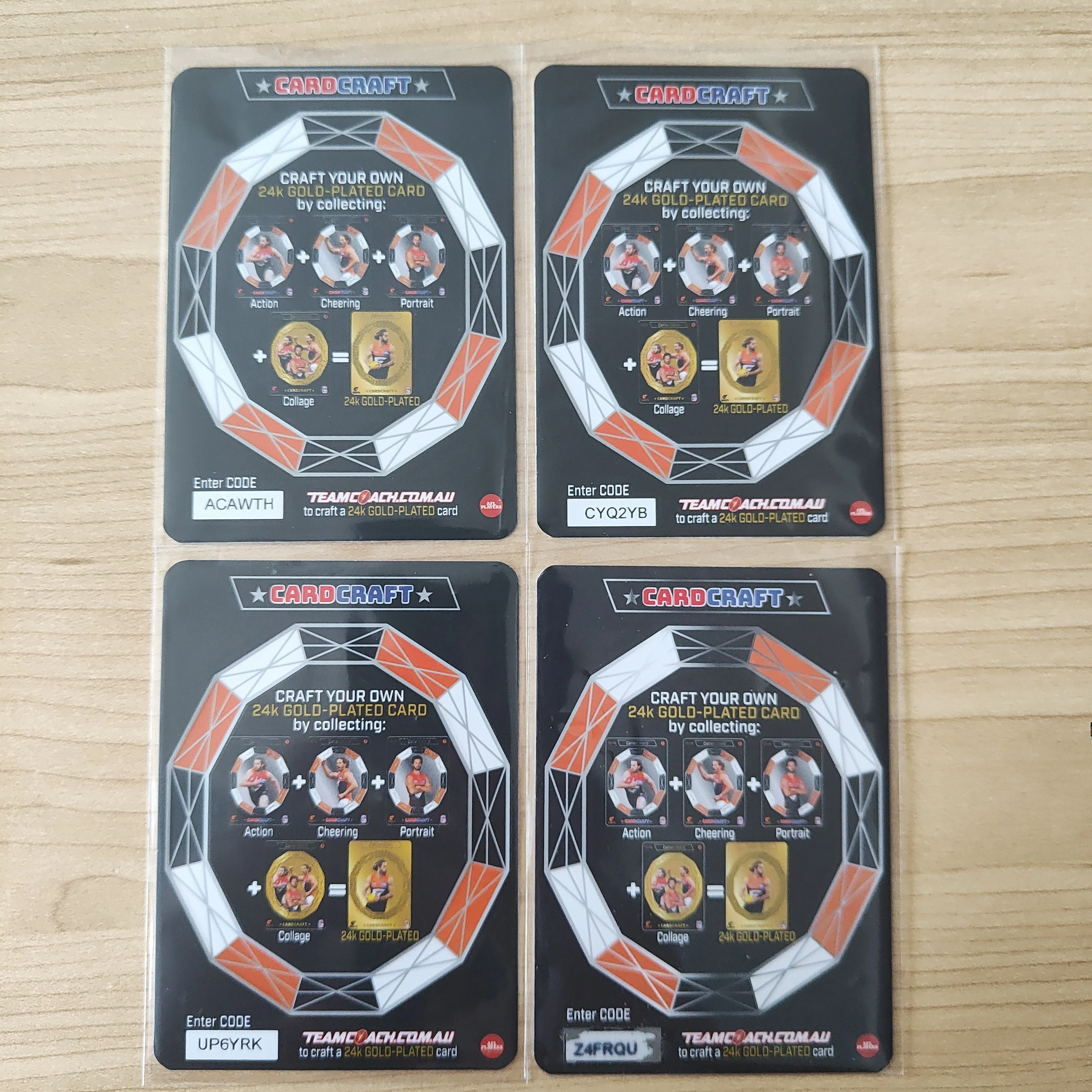 2022 Teamcoach Card Craft Callan Ward GWS Complete Set of 4 Cards + Redeemed 24k Gold Card - Image 3