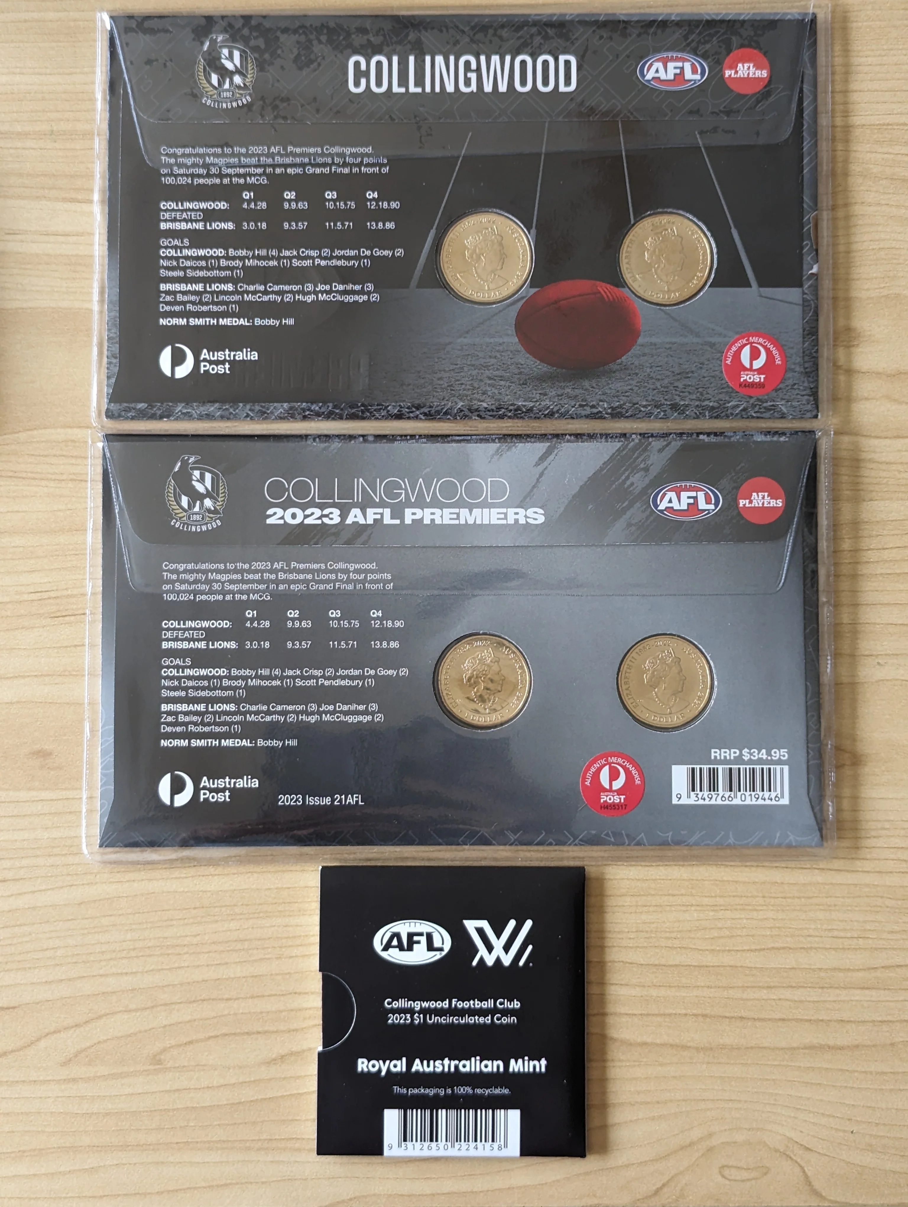 2023 AFL Collingwood Premiership PNCs and $1 Coin - Image 2