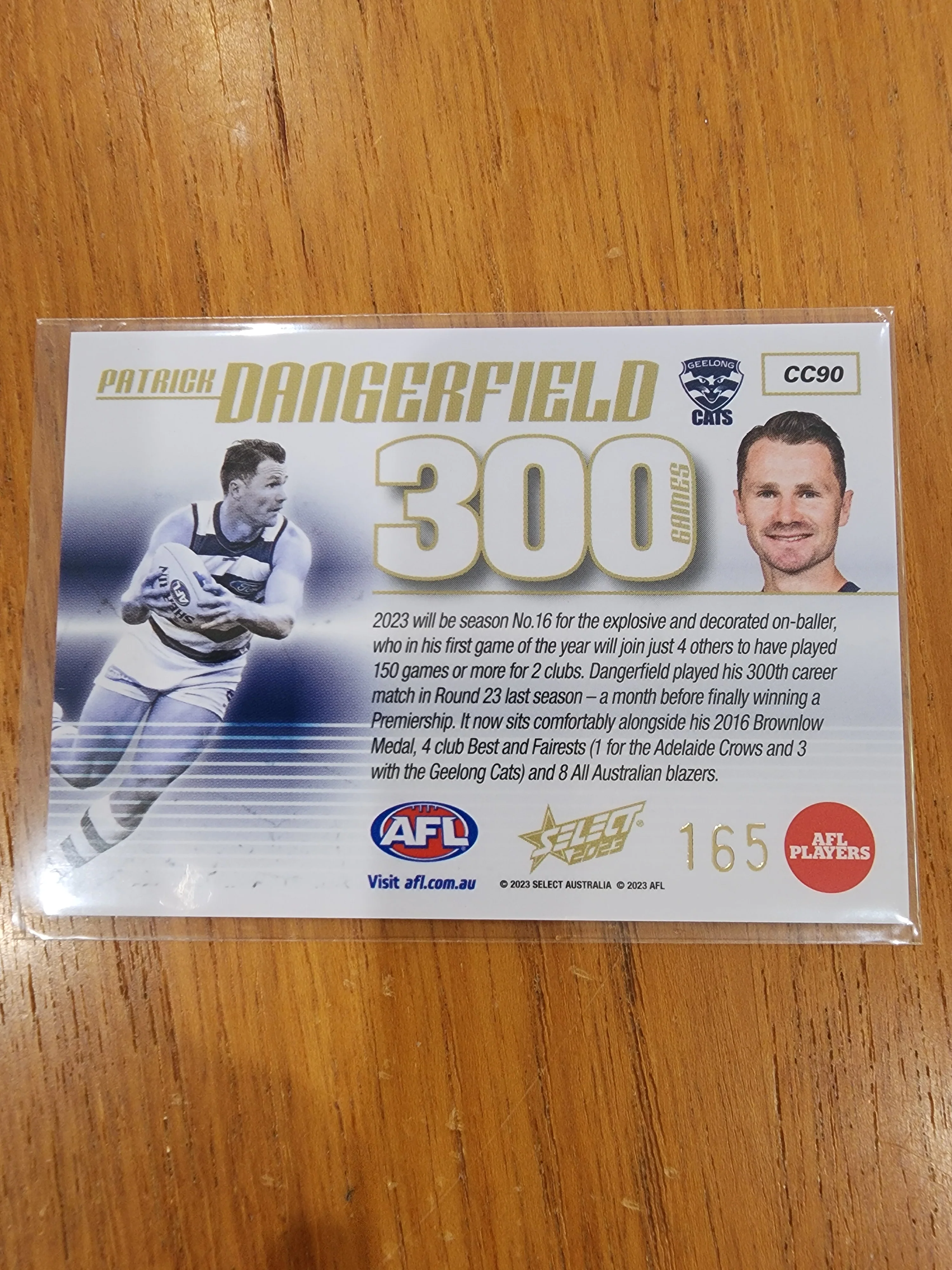 2023 AFL Footy Stars 300 Game Case Card Patrick Dangerfield Geelong - Image 2