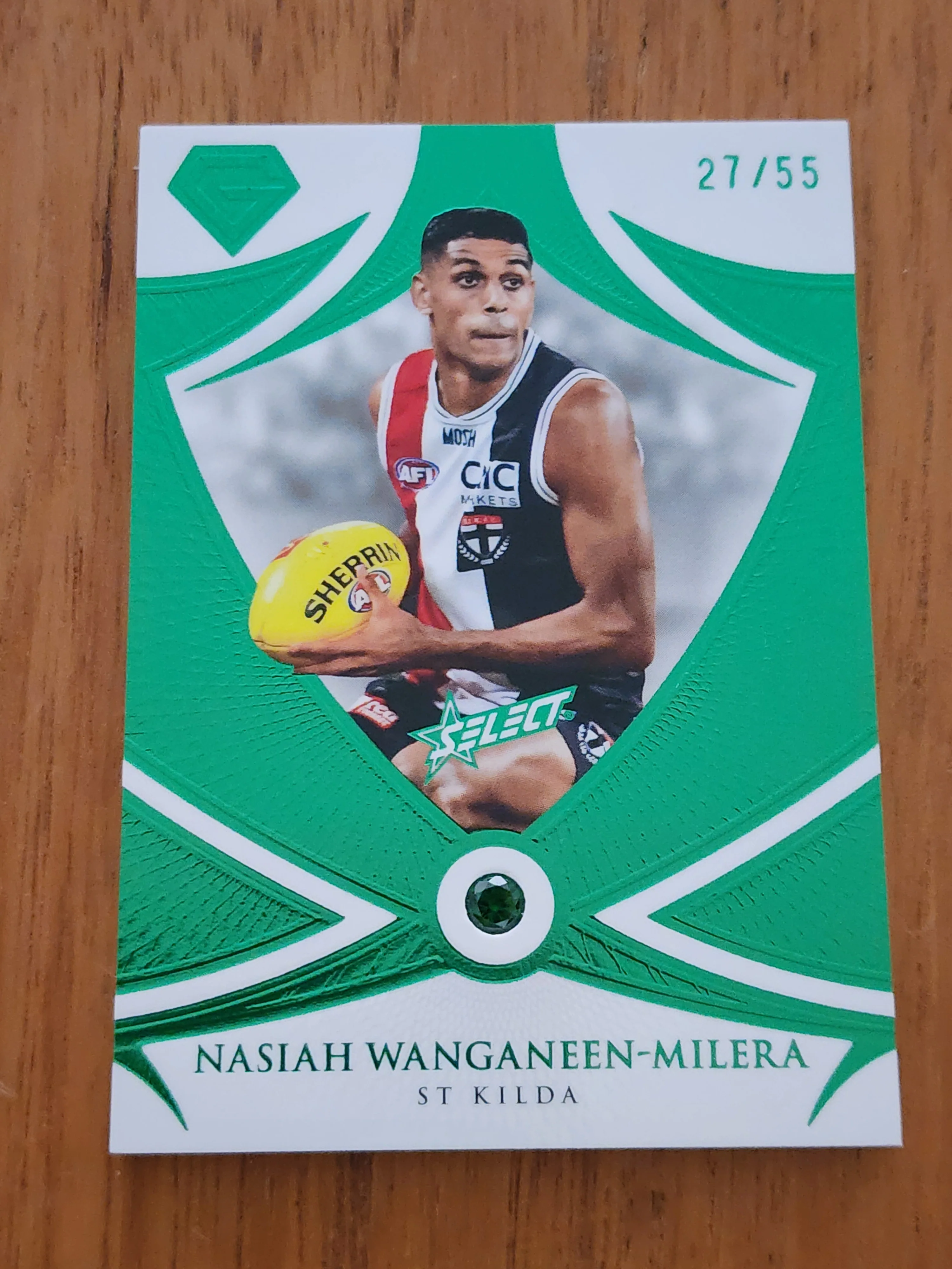 2023 AFL Gem Nasiah Wanganeen - Milera Green Emerald St Kilda 27/55 GE30