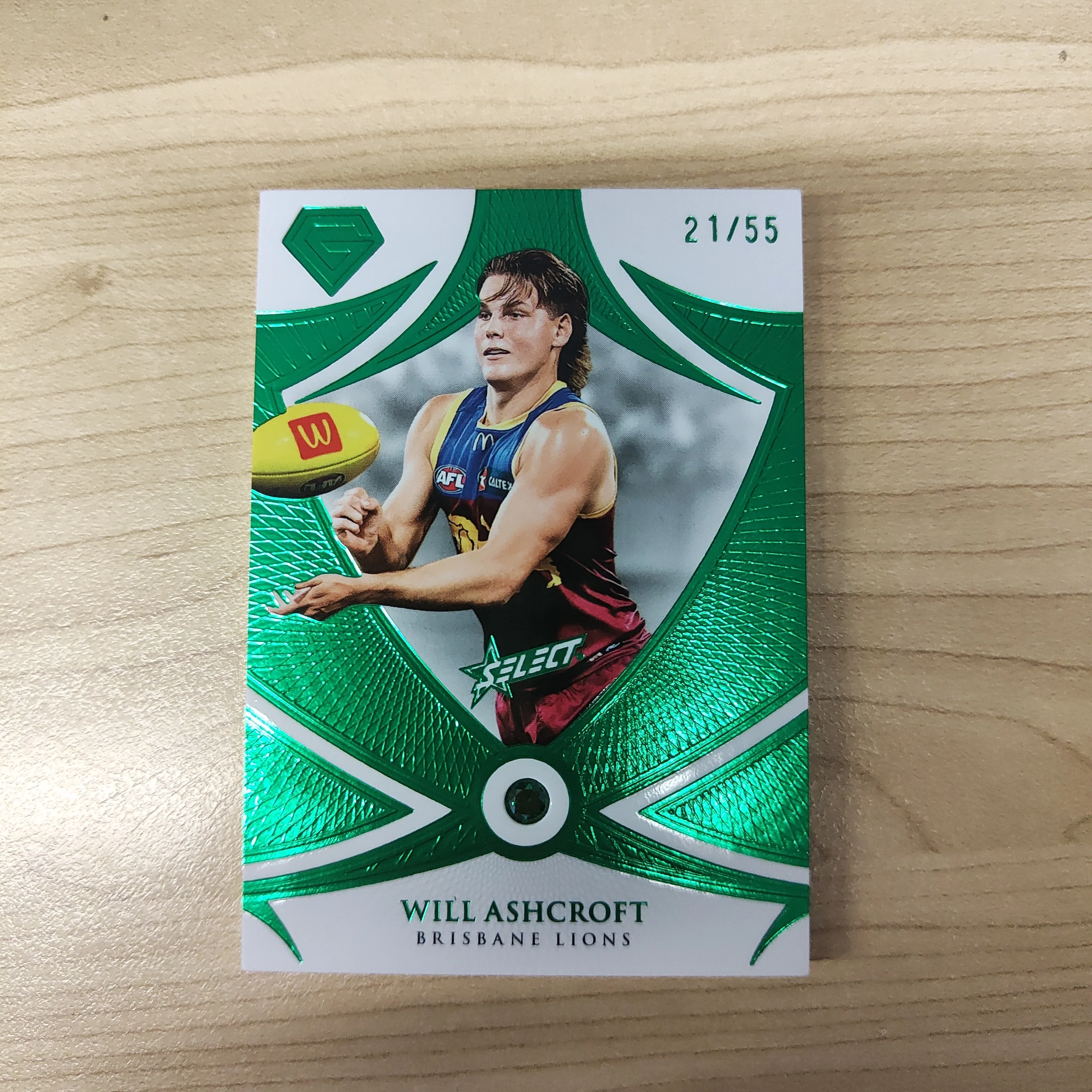 2023 AFL Select Gem Emerald Card Will Ashcroft Brisbane 21/55