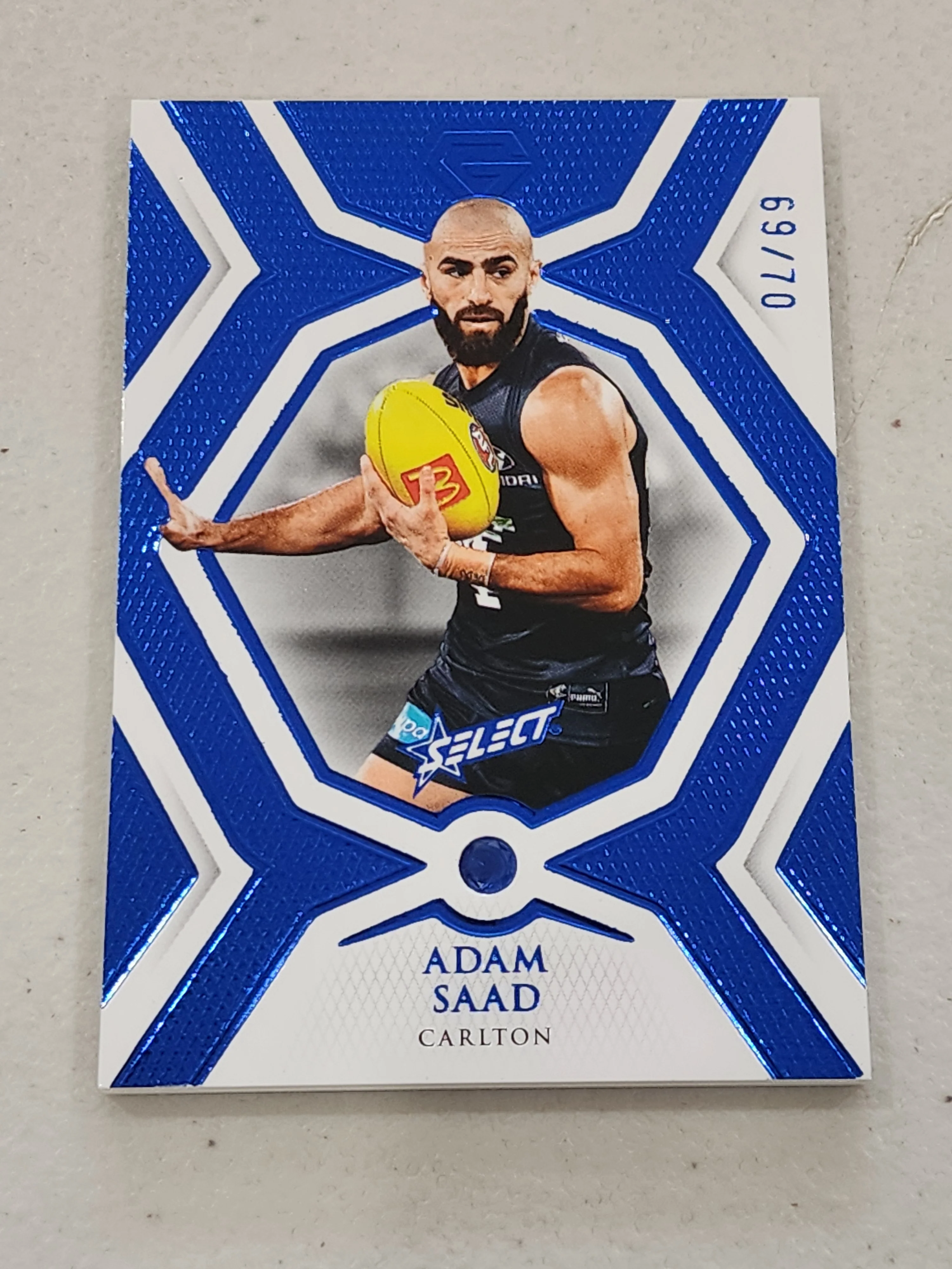 2023 AFL Select GEM Sapphire Blue Adam Saad Carlton 69/70